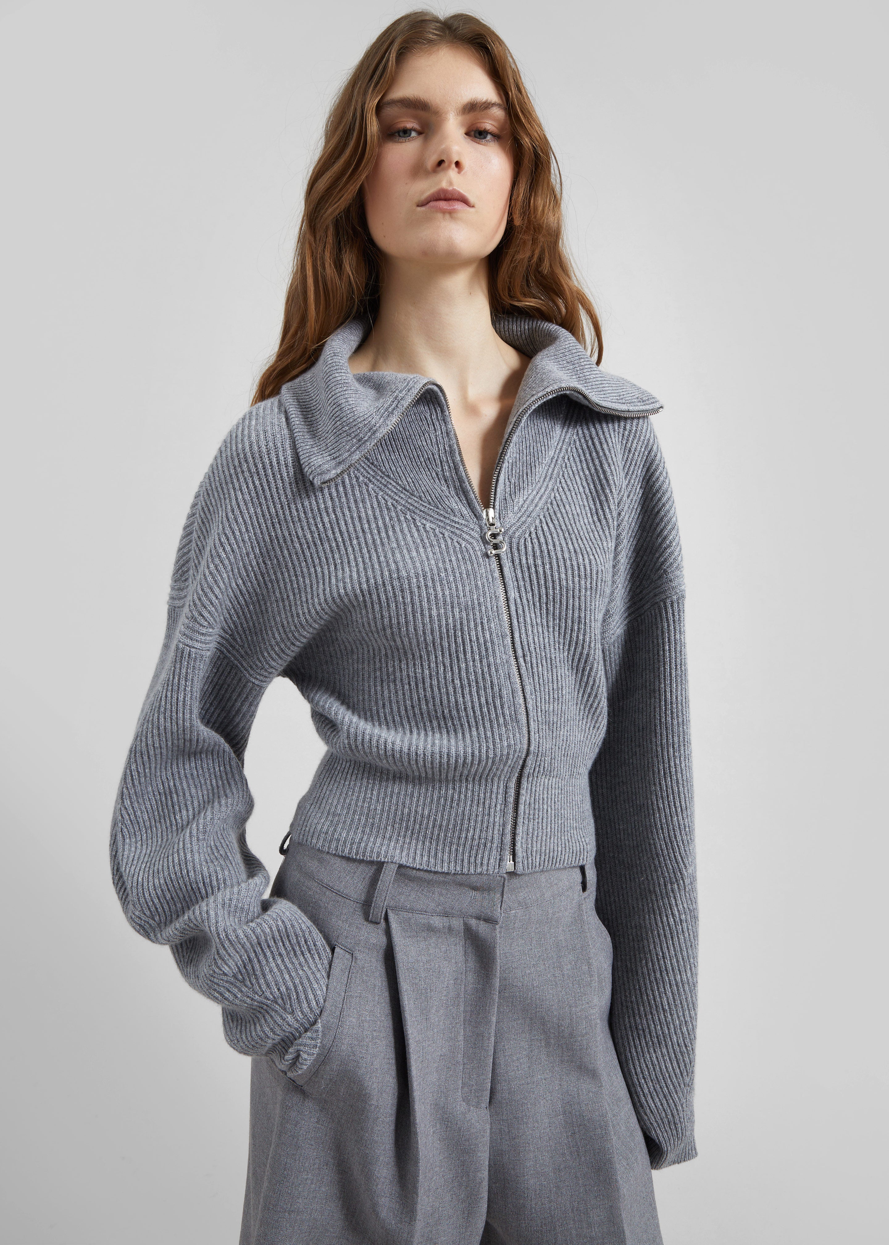 Sportmax Calipso Cashmere - Blend Cardigan - Medium Grey - 4