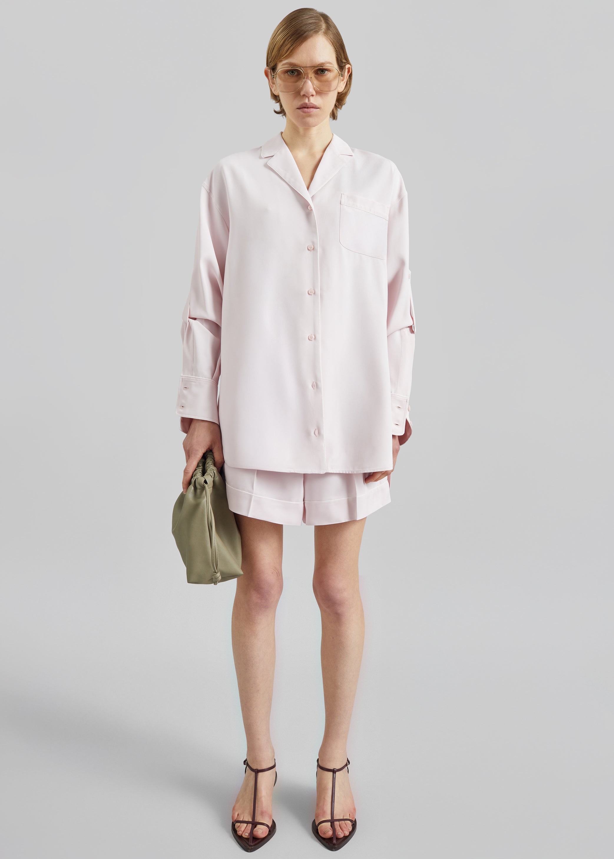 Shop the look image for Sportmax Cocco Satin Overshirt - Pink