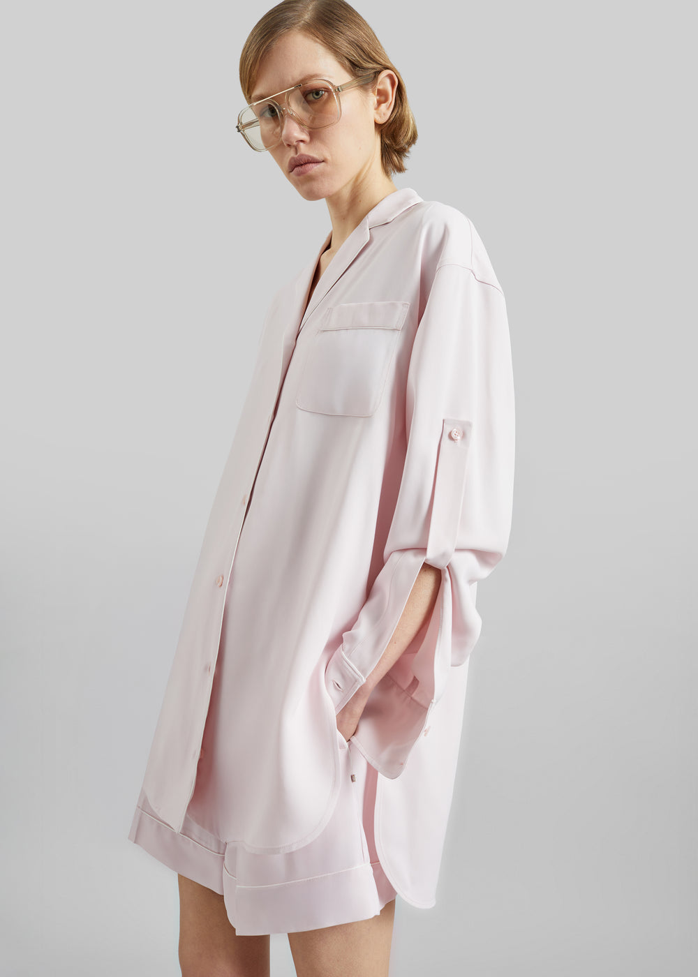 Sportmax Cocco Satin Overshirt - Pink - 1