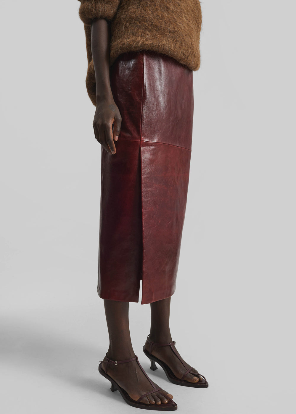 Sportmax Comma Leather Skirt - Bordeaux - 1