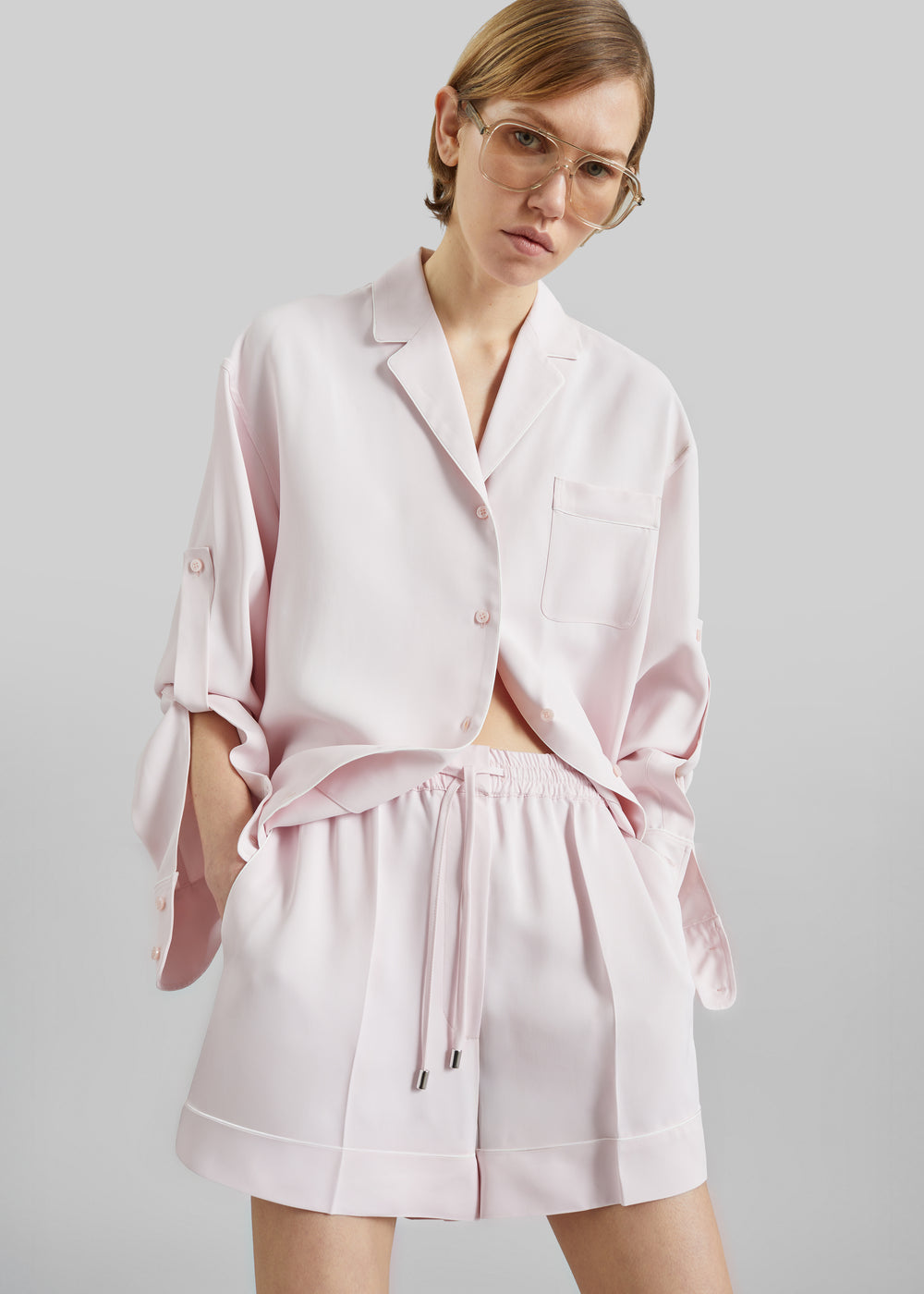 Sportmax Crespo Satin Shorts - Pink