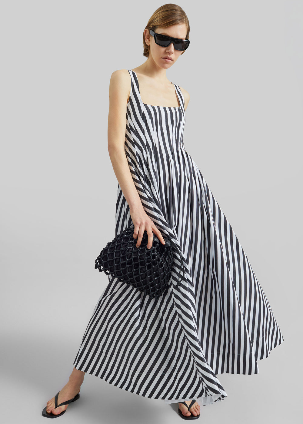 Sportmax Filmato Long Cotton Poplin Dress - Black/White