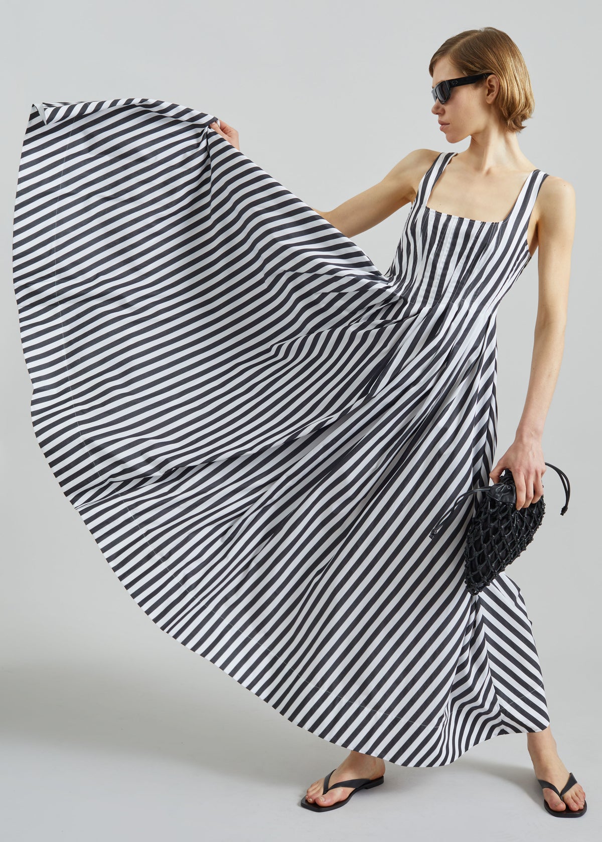 Sportmax Filmato Long Cotton Poplin Dress - Black/White - 2