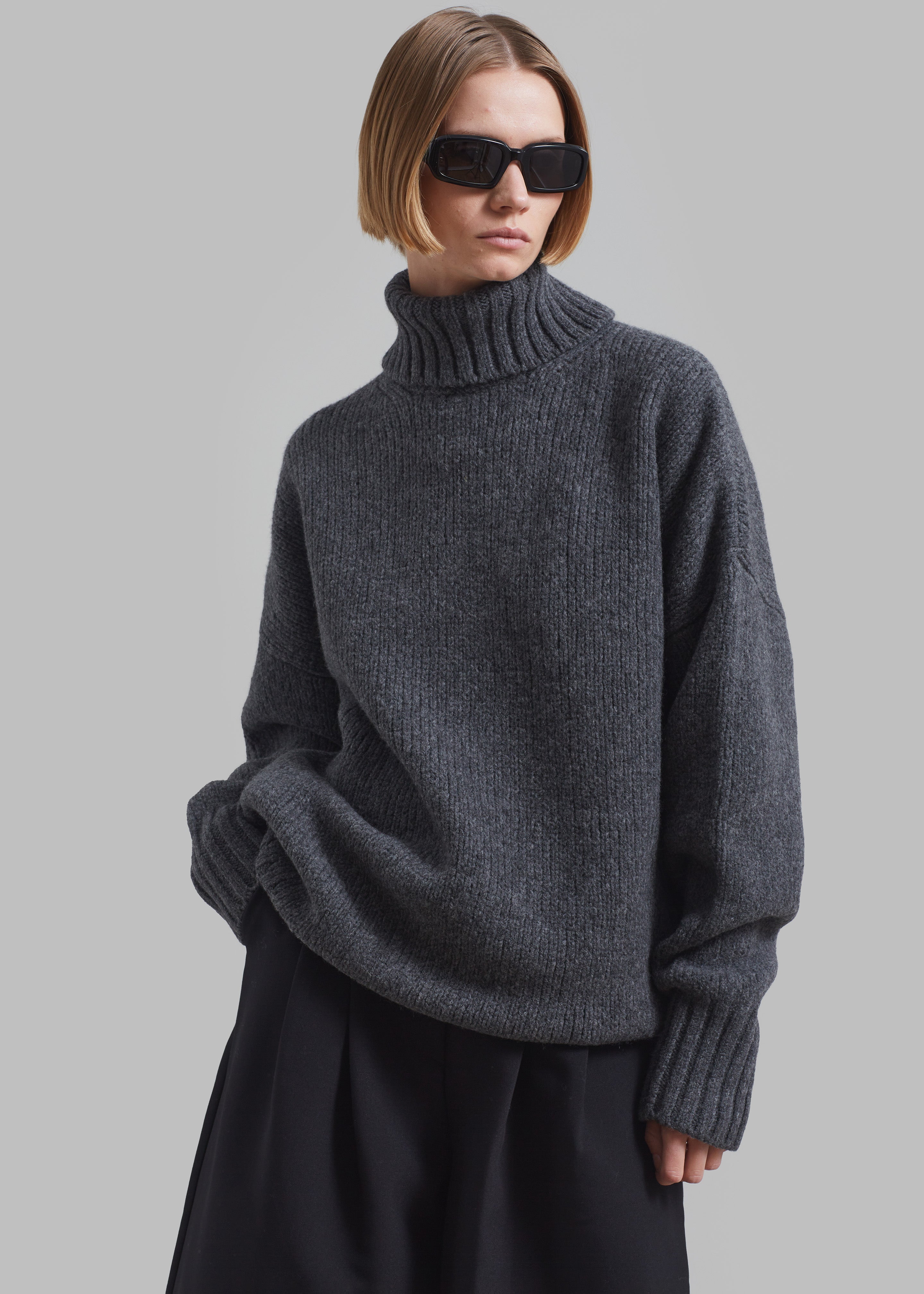 Sportmax Premier Knitted Sweater Dress - Dark Grey - 1