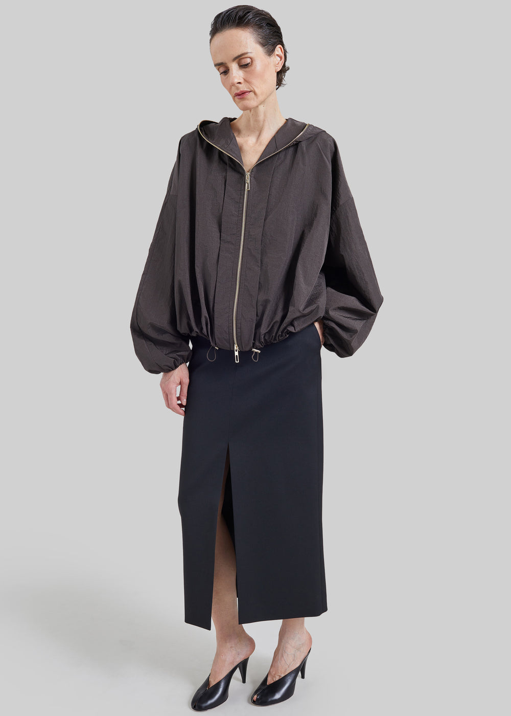 Sportmax Ronchi Short Crinkled Raincoat - Dark Brown