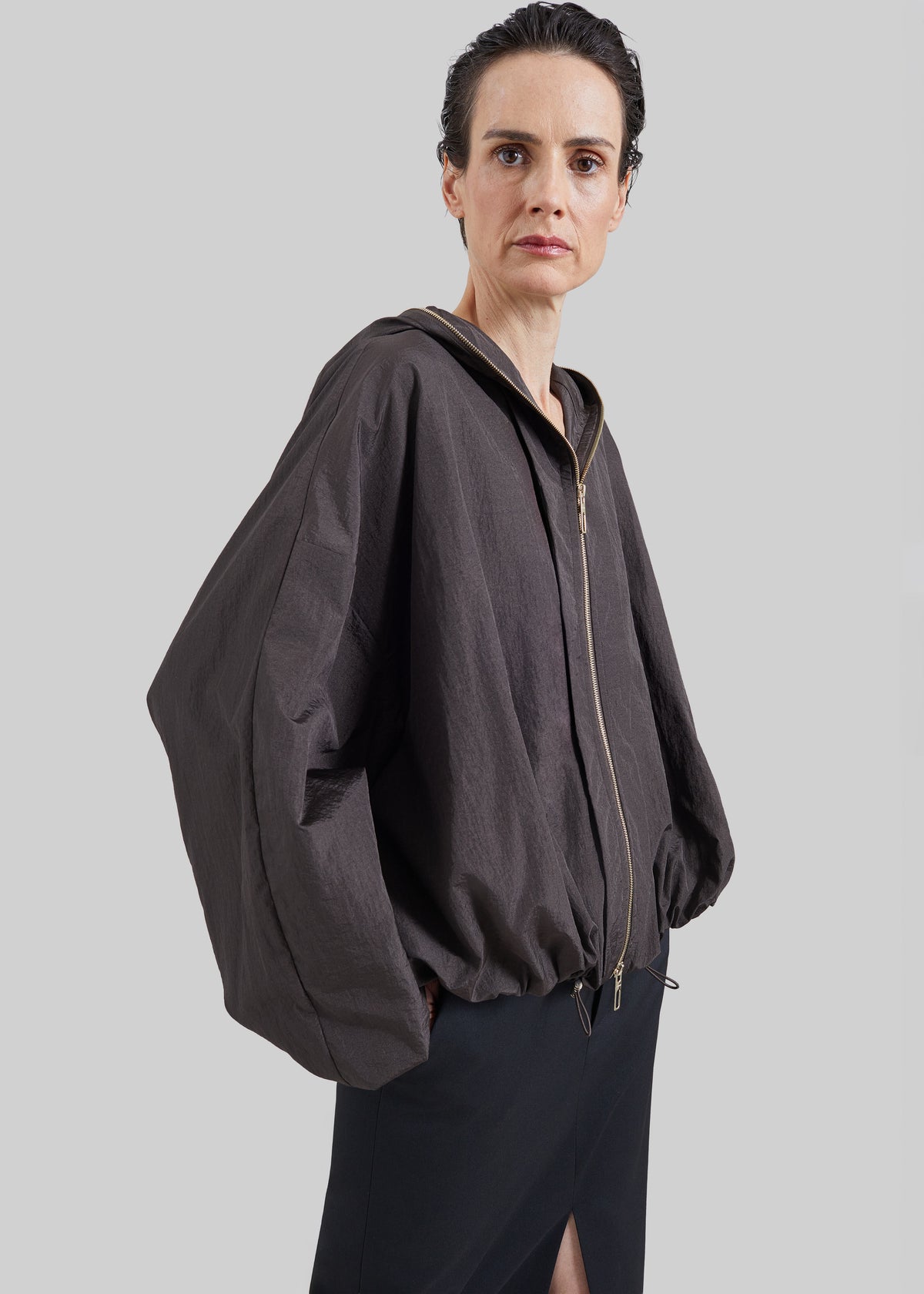 Sportmax Ronchi Short Crinkled Raincoat - Dark Brown