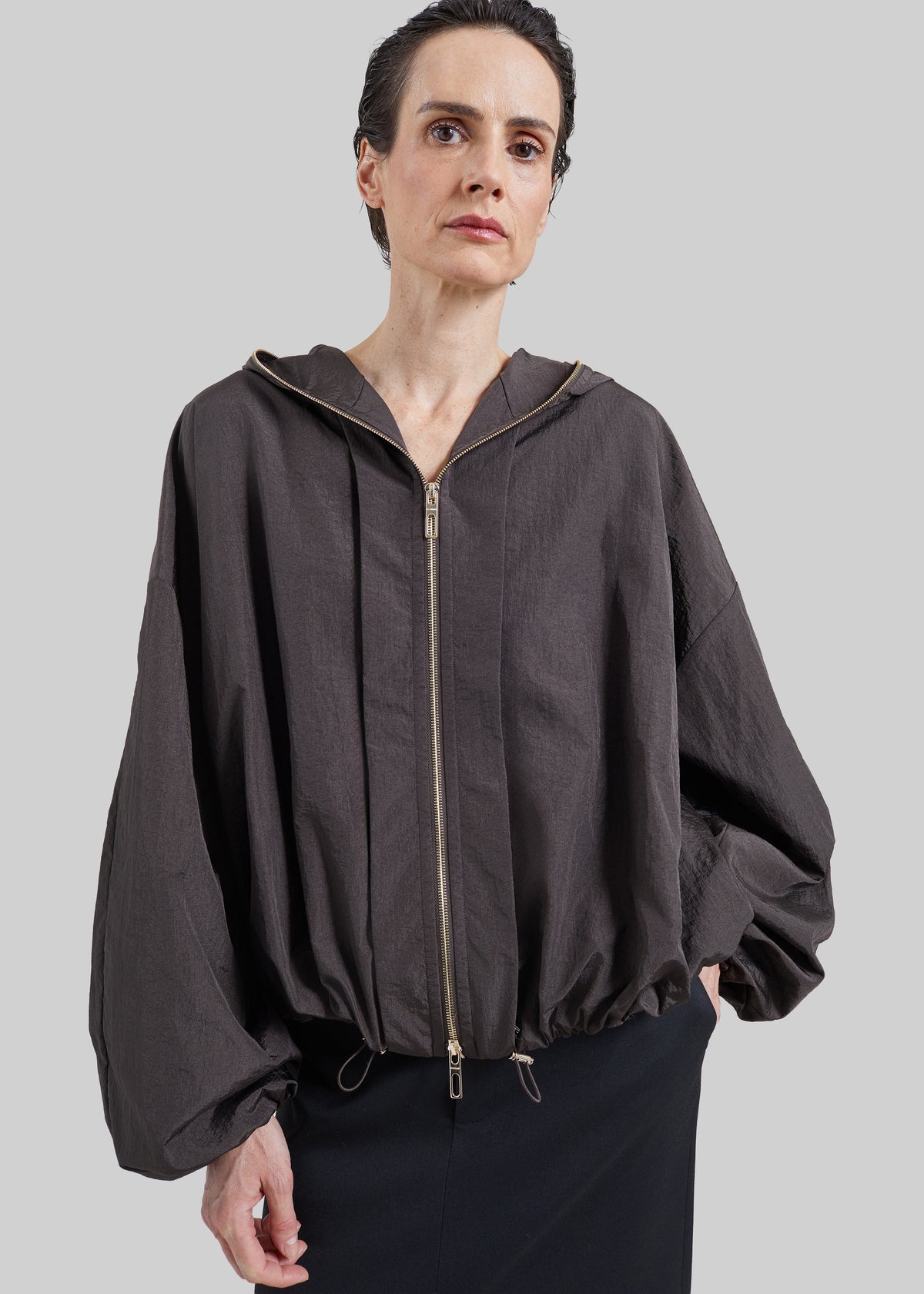 Sportmax Ronchi Short Crinkled Raincoat - Dark Brown