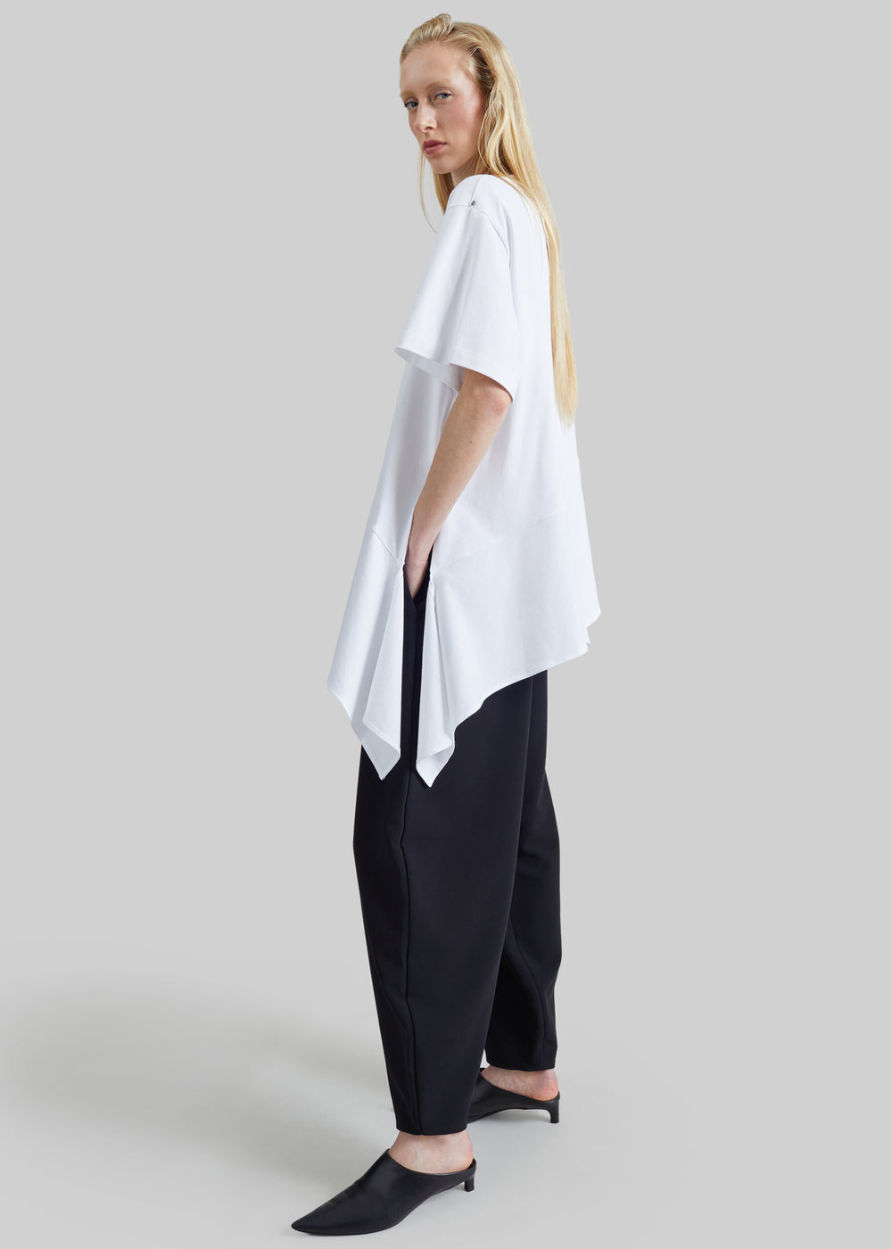 Sportmax Tacco Asymmetrical Cotton T-Shirt - Optical White - 1