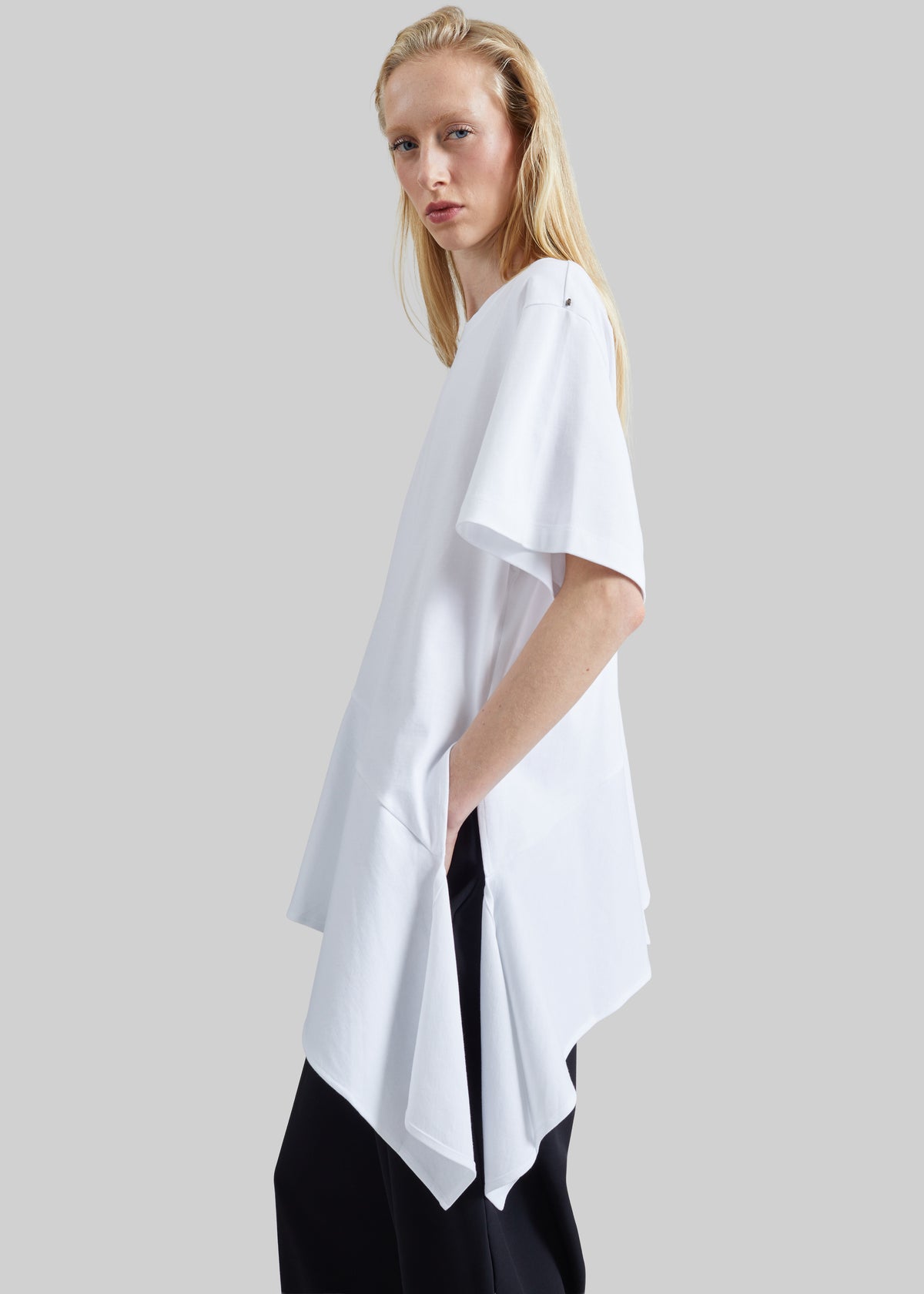 Sportmax Tacco Asymmetrical Cotton T-Shirt - Optical White