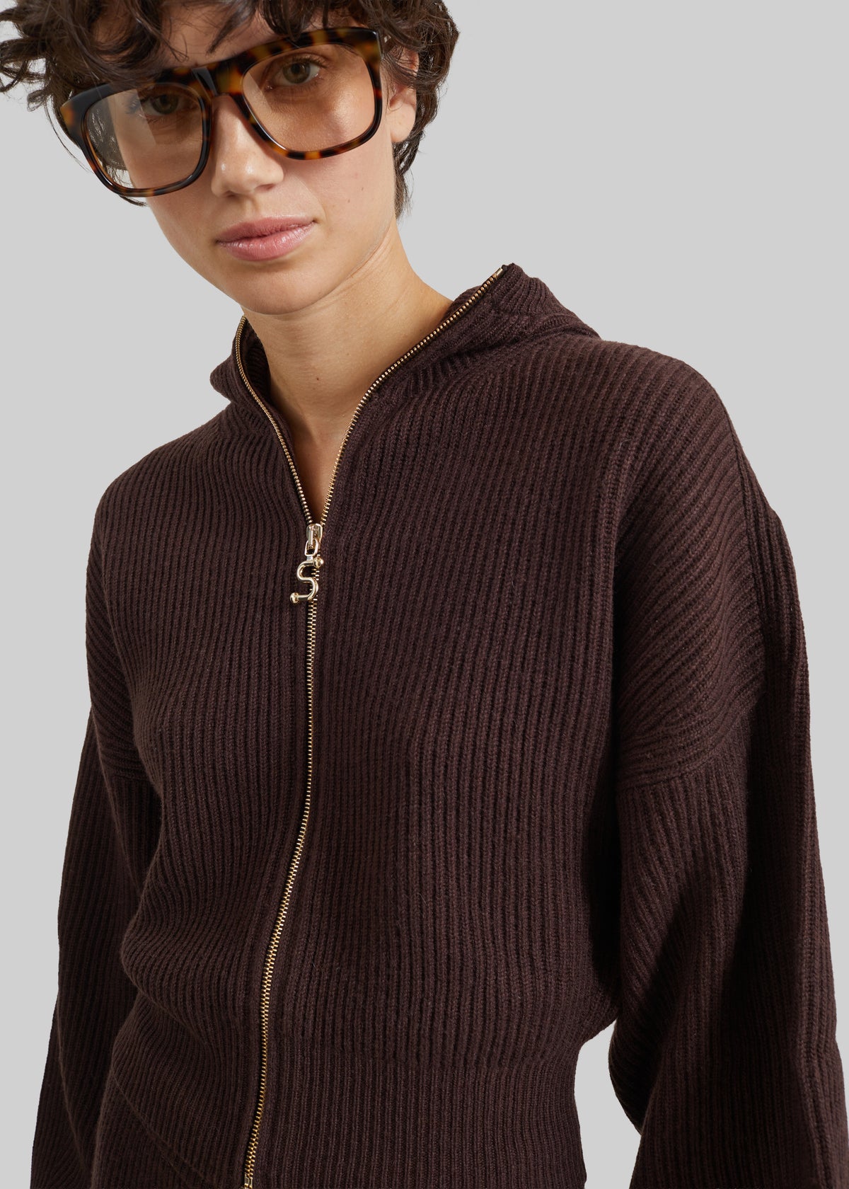 Sportmax Balco Hooded Cardigan - Chocolate