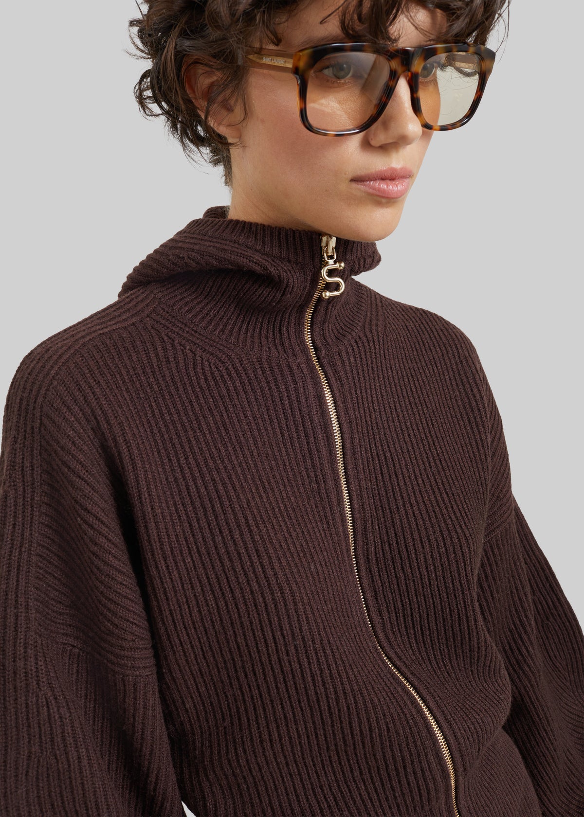 Sportmax Balco Hooded Cardigan - Chocolate