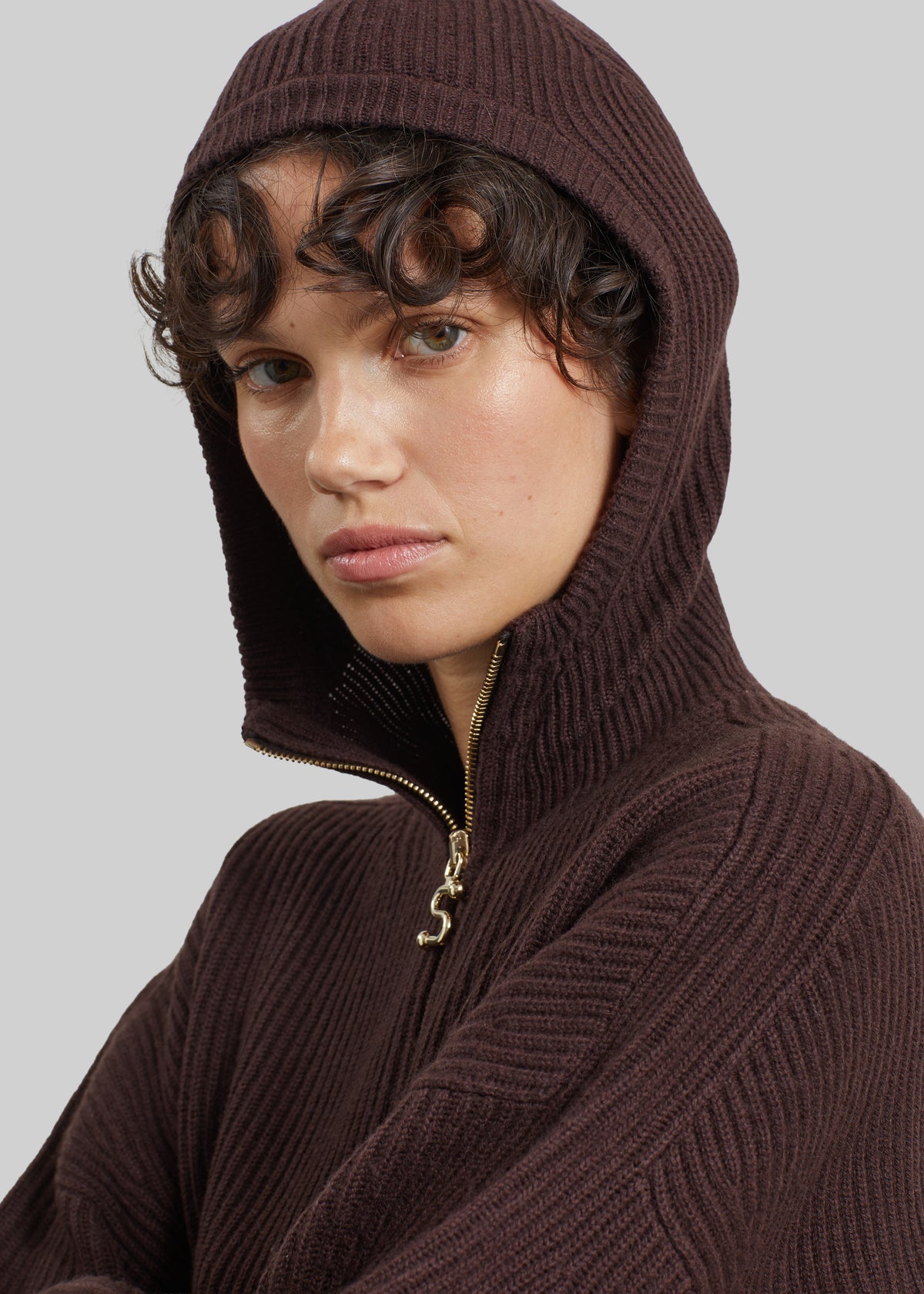 Sportmax Balco Hooded Cardigan - Chocolate