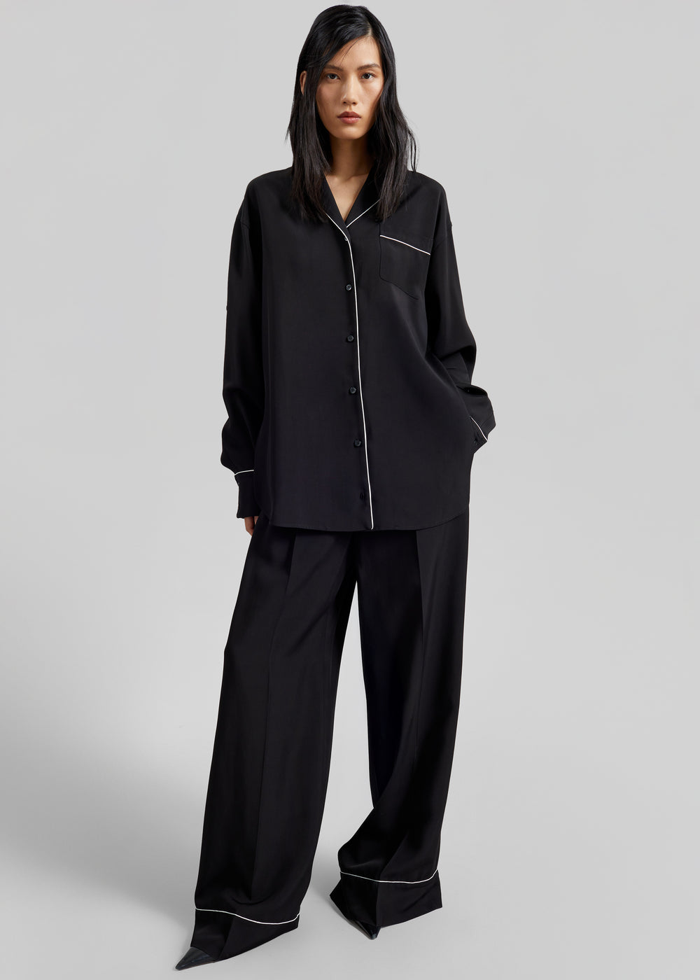 Sportmax Cocco Satin Overshirt - Black - 1