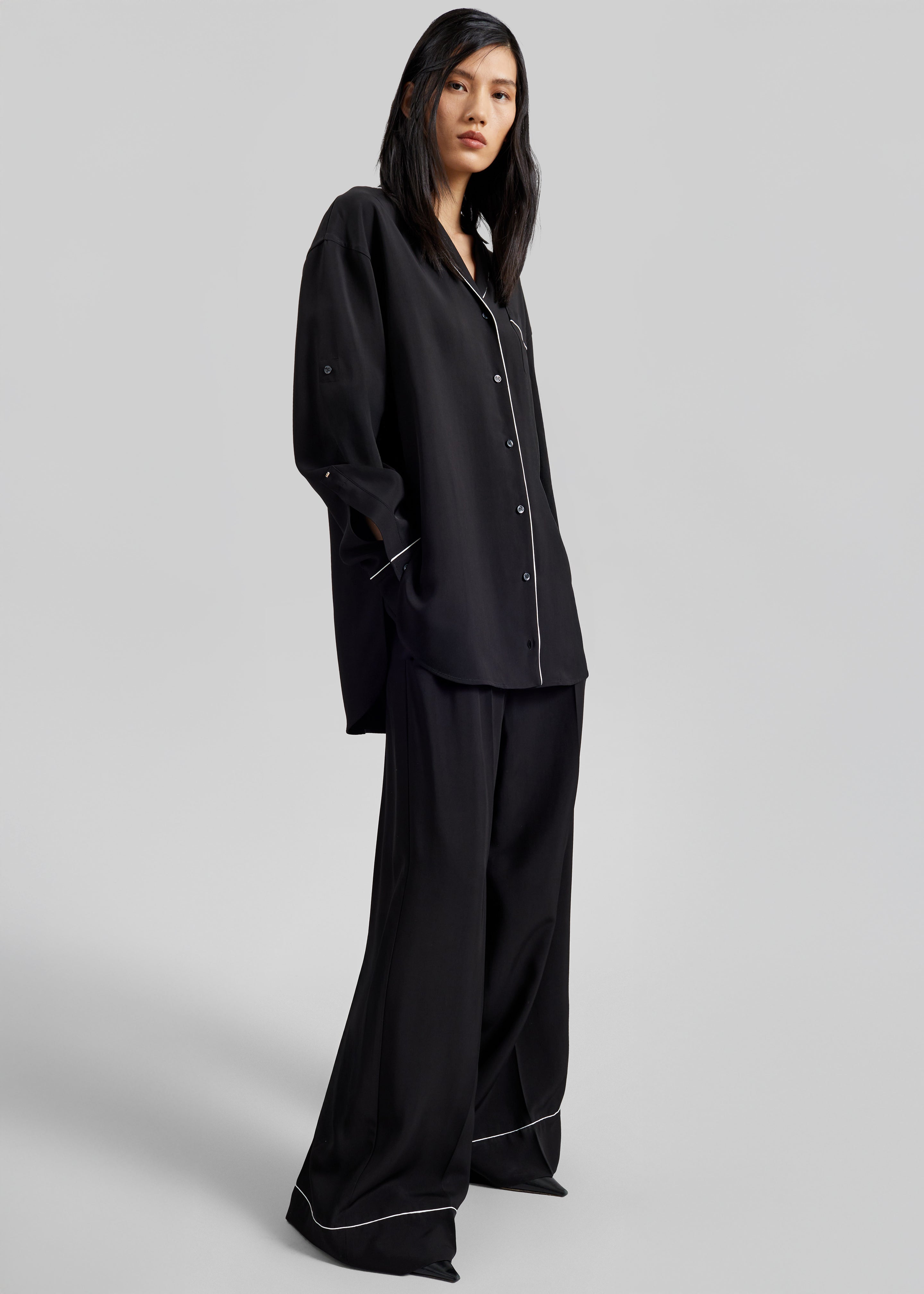 Sportmax Cocco Satin Overshirt - Black - 4