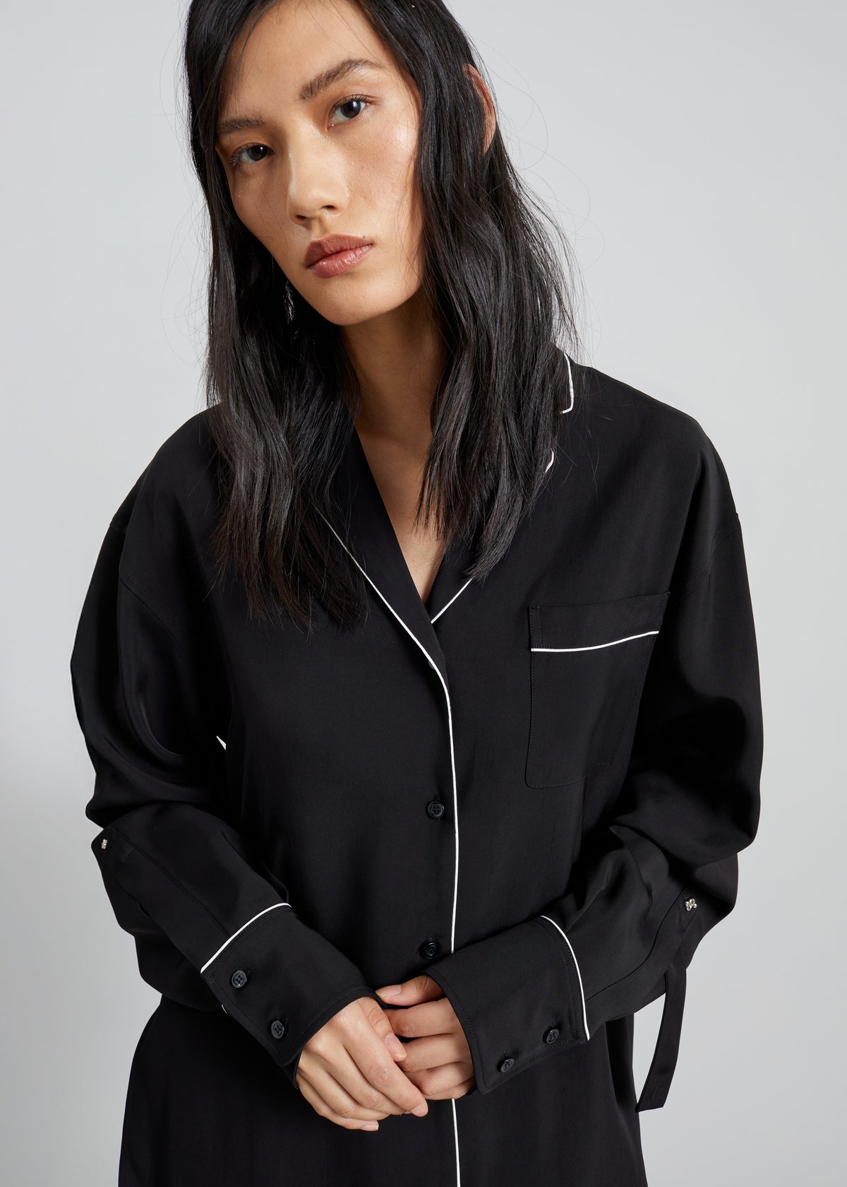 Sportmax Cocco Satin Overshirt - Black - 3