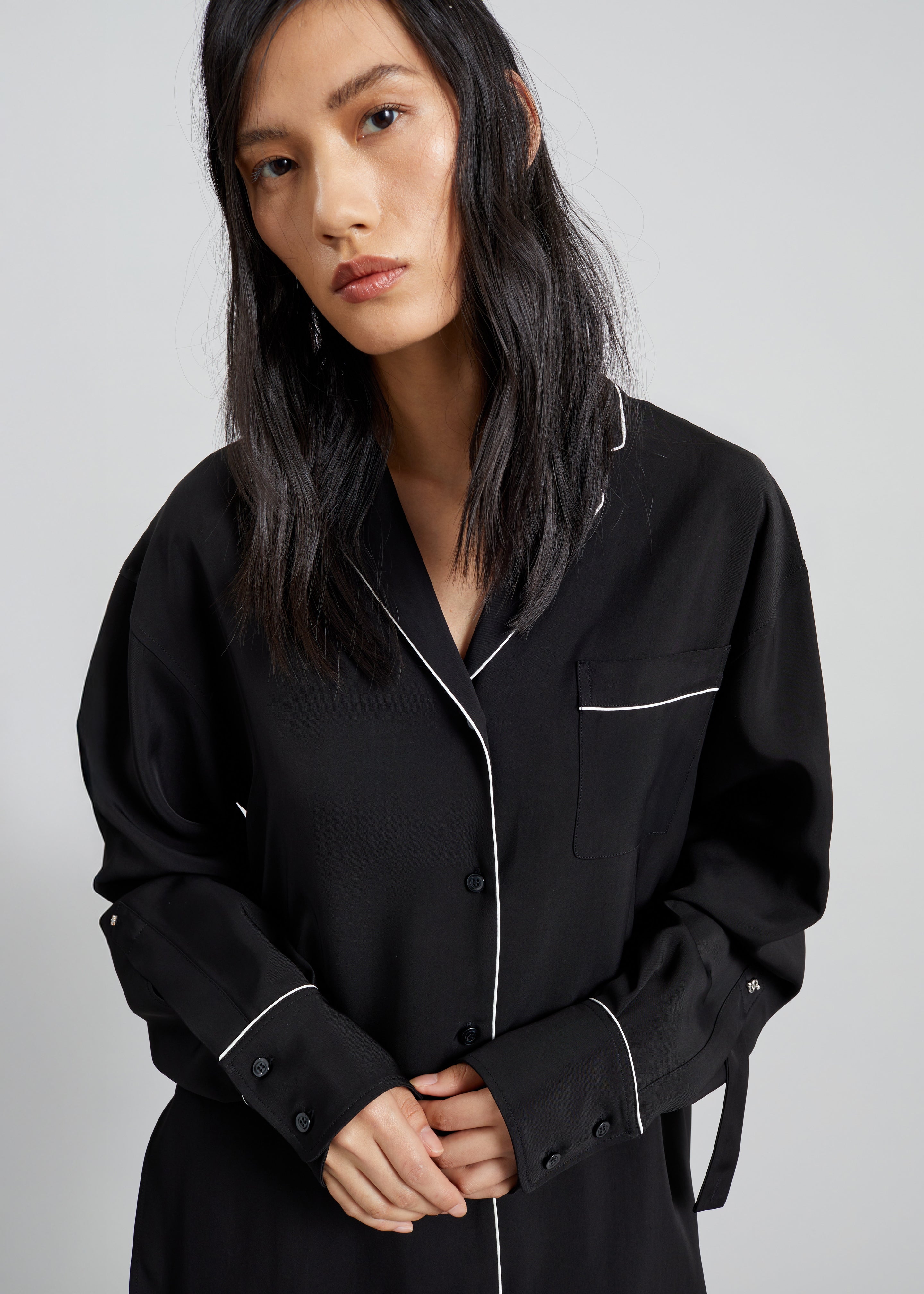 Sportmax Cocco Satin Overshirt - Black - 3