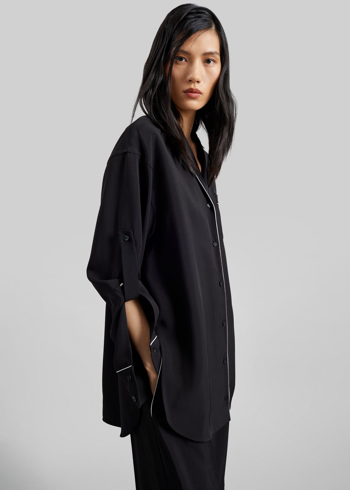 Sportmax Cocco Satin Overshirt - Black - 5