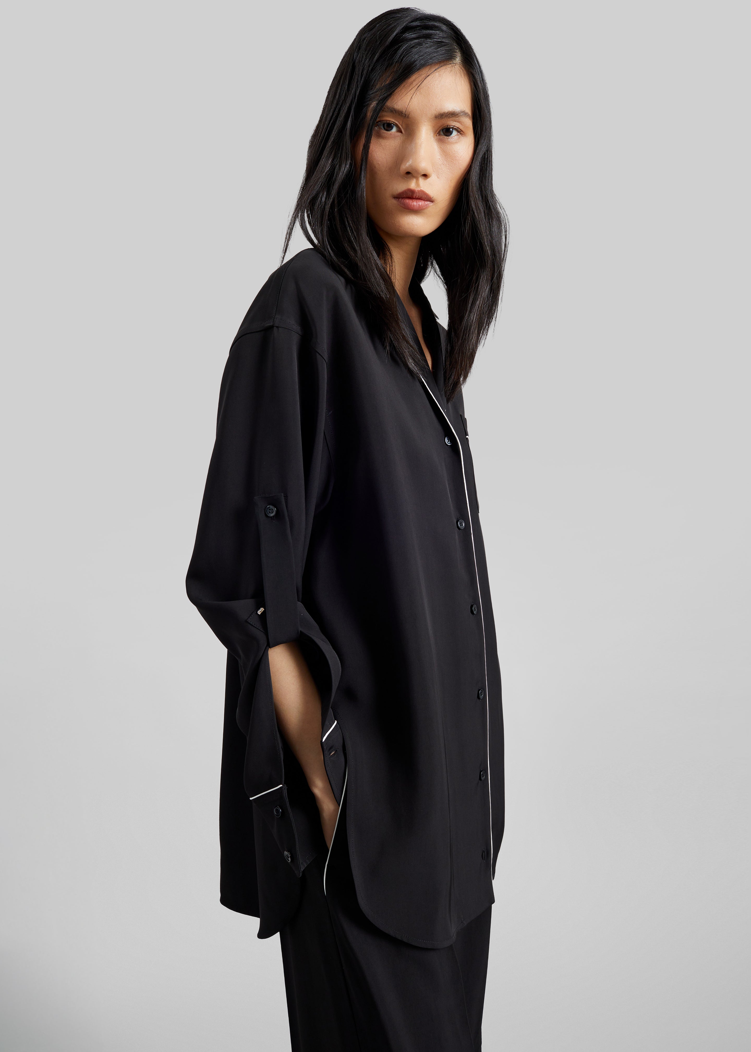 Sportmax Cocco Satin Overshirt - Black - 5