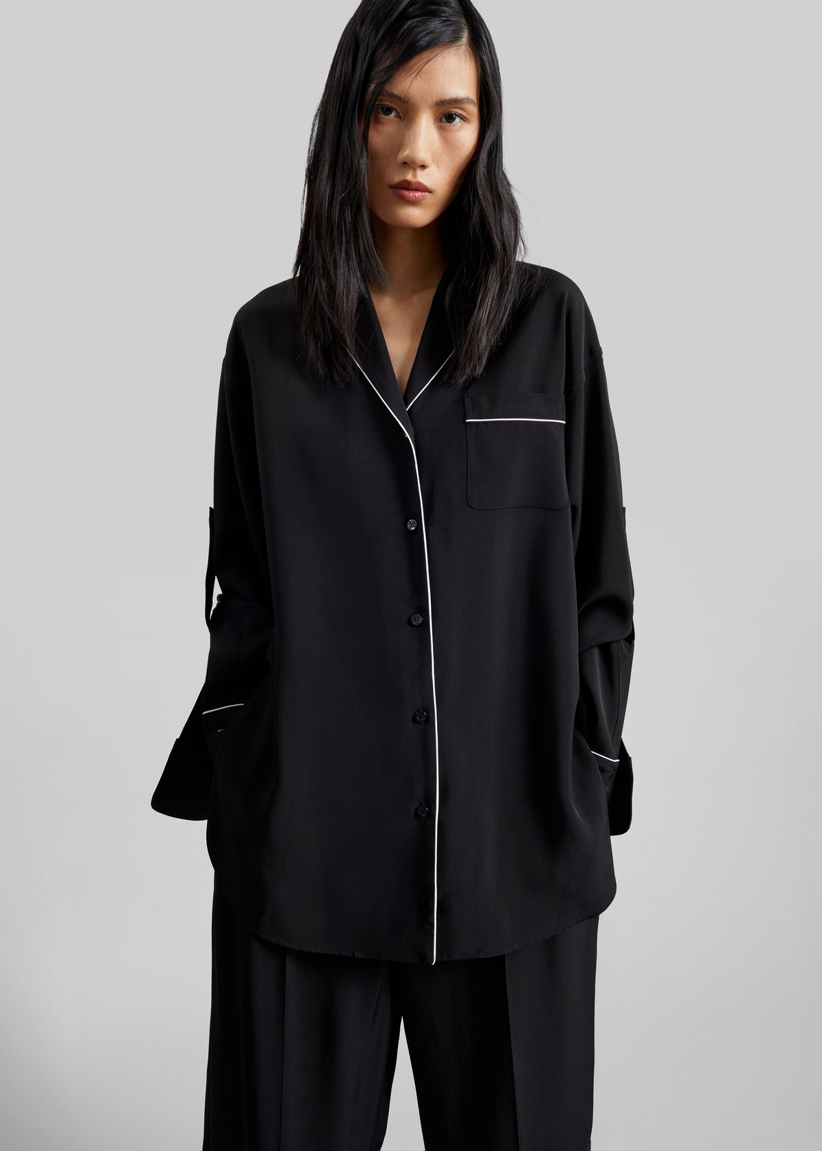 Sportmax Cocco Satin Overshirt - Black - 1