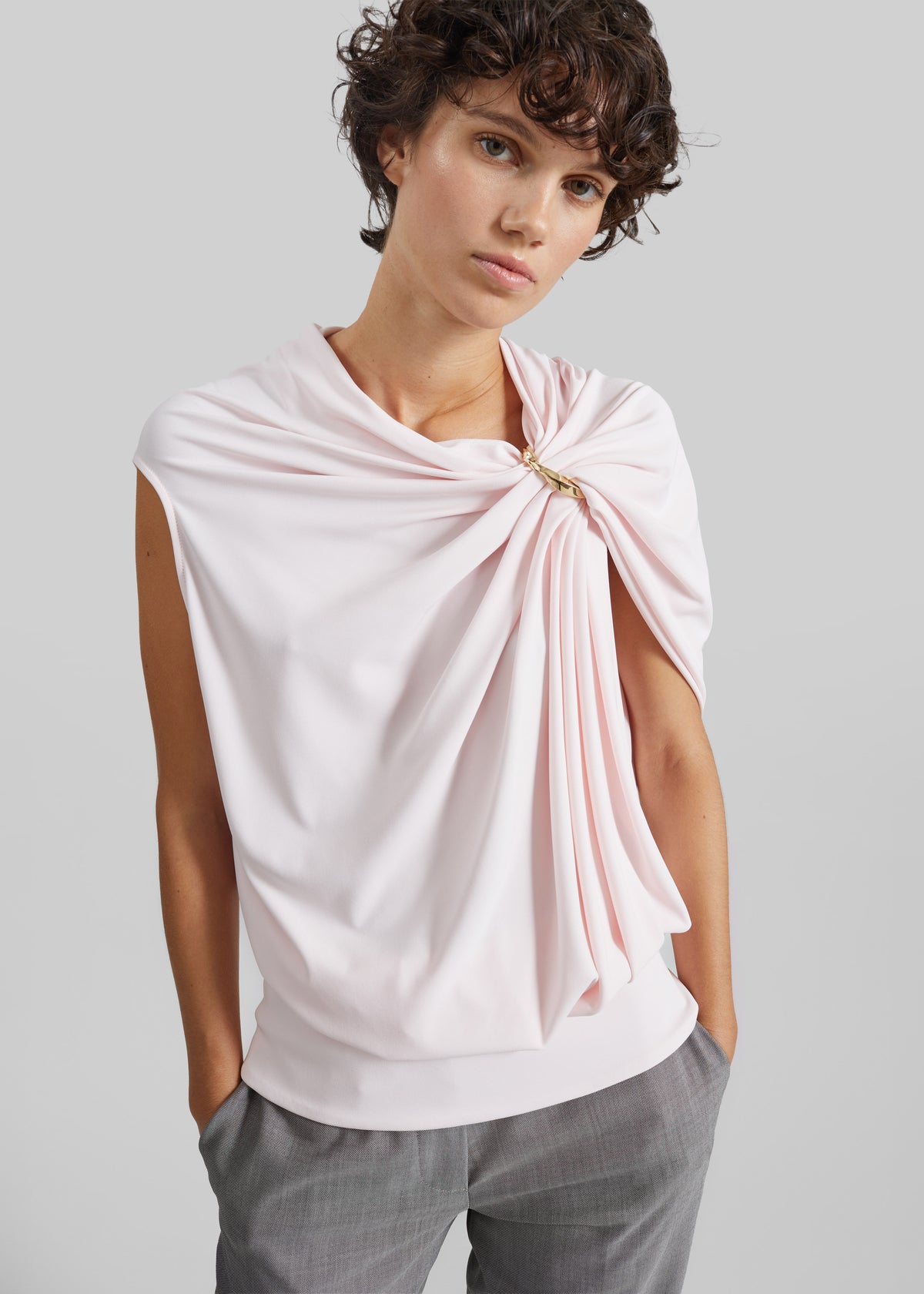 Sportmax Lacuna Draped Fluid Top - Powder