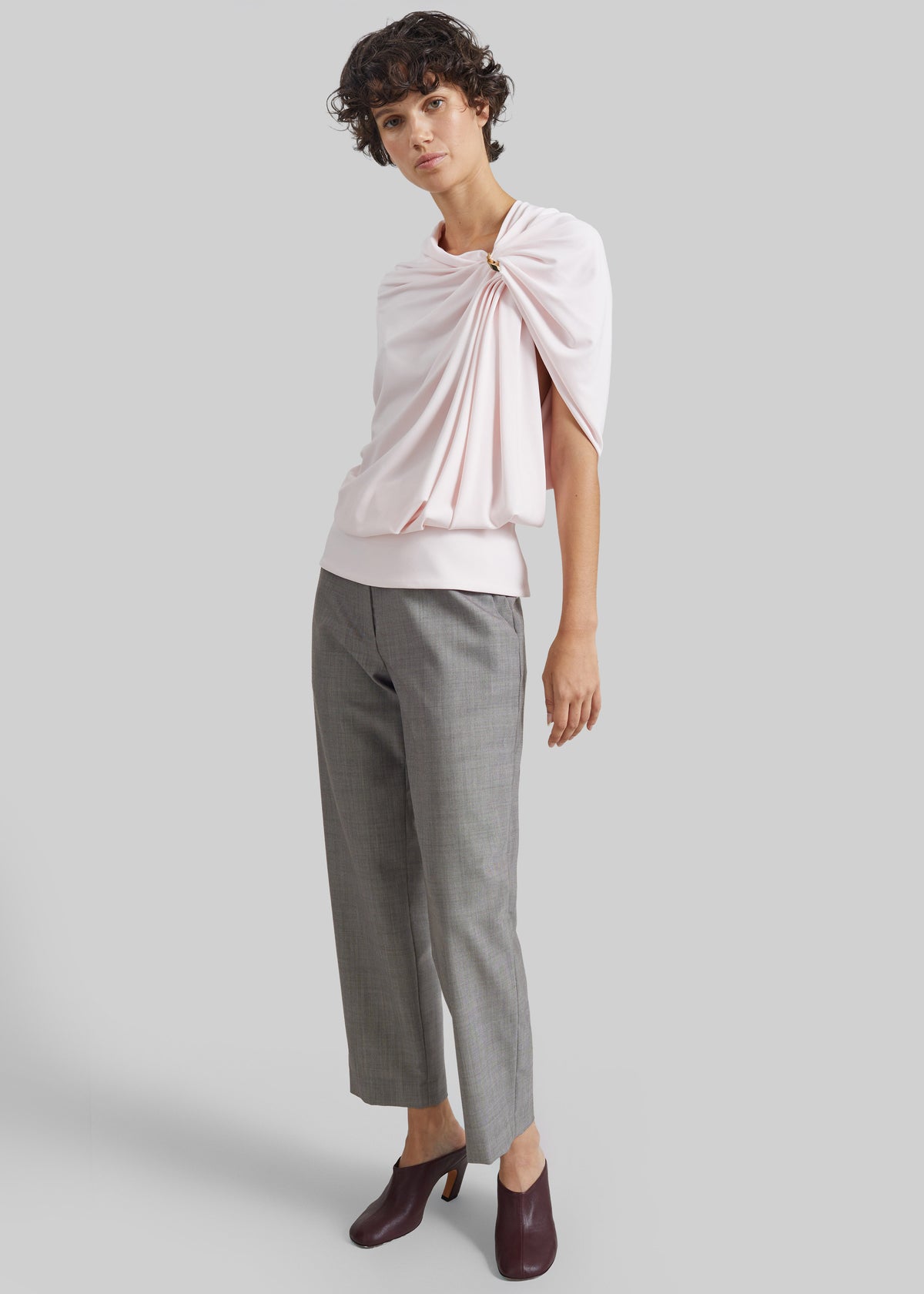 Sportmax Lacuna Draped Fluid Top - Powder