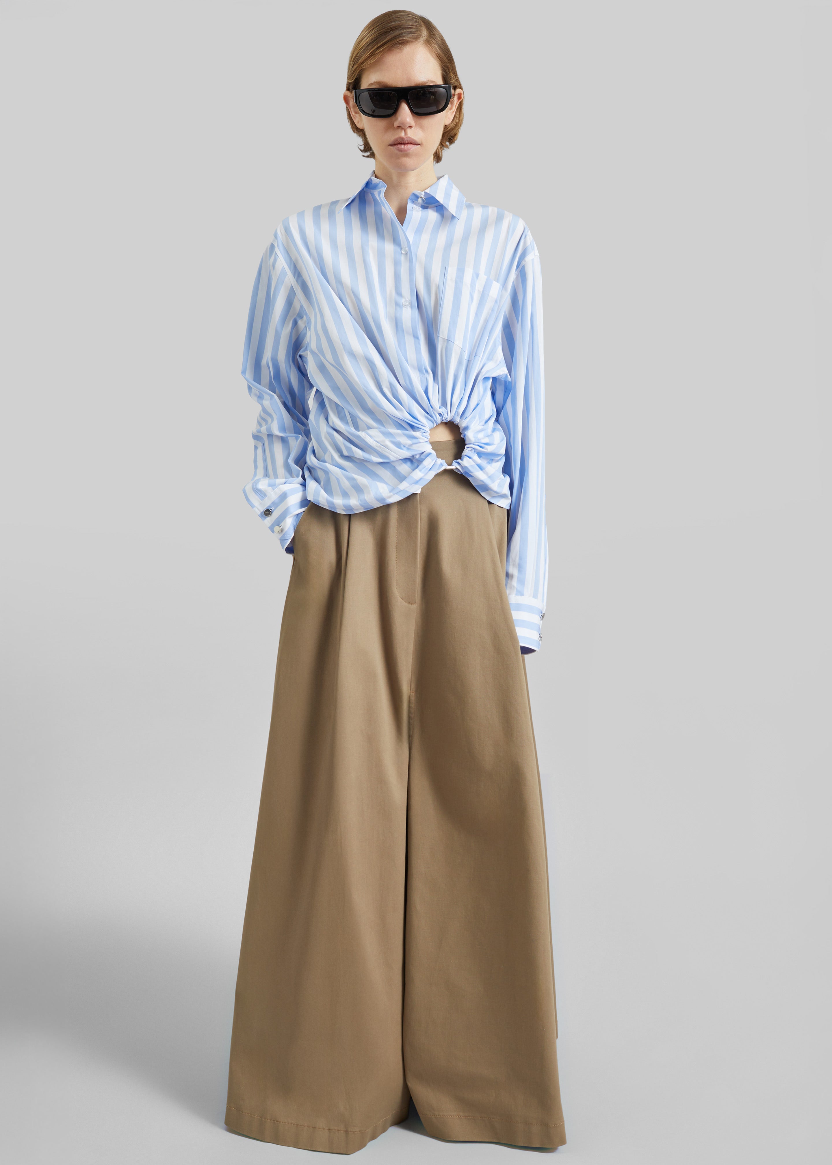 Sportmax Palmizi Striped Poplin Shirt - Light Blue/White - 5