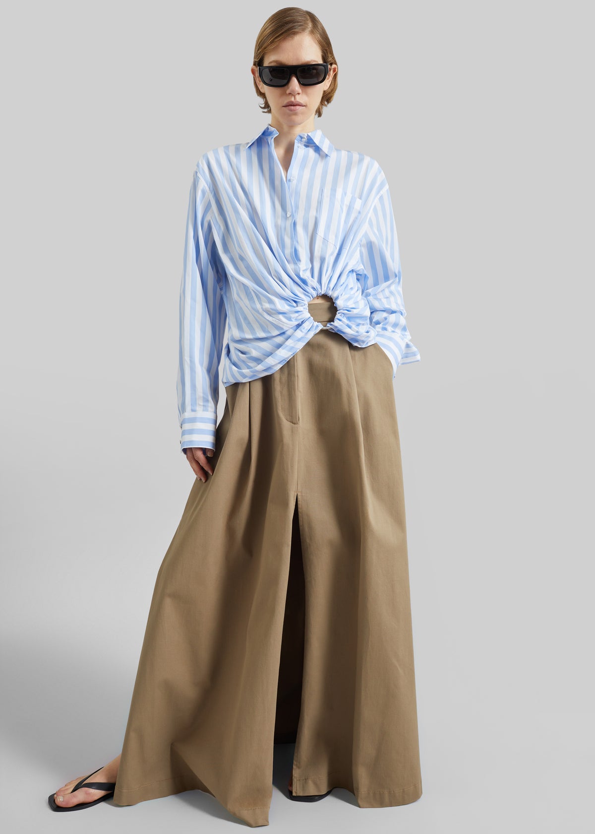 Sportmax Palmizi Striped Poplin Shirt - Light Blue/White - 2