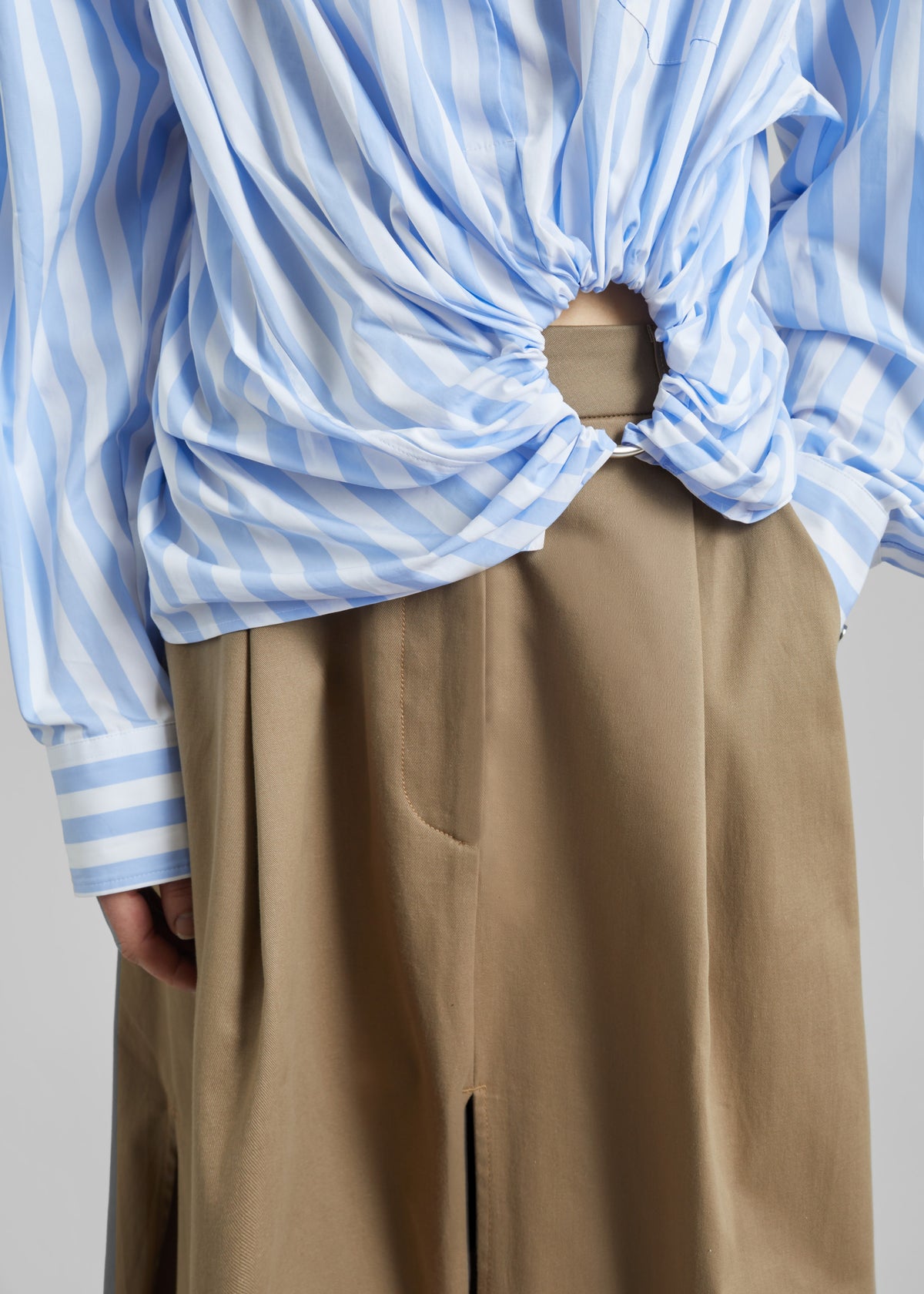Sportmax Palmizi Striped Poplin Shirt - Light Blue/White - 3