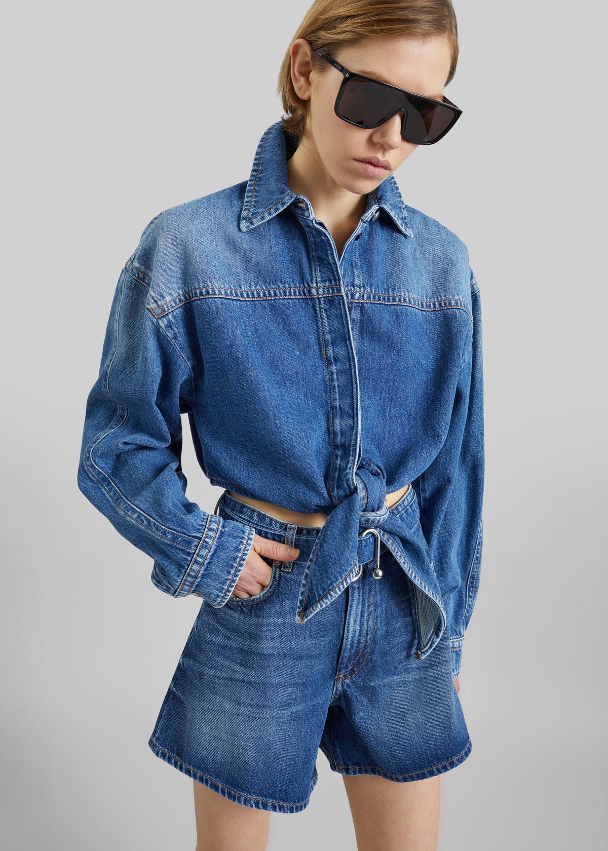 Sportmax Pevera Denim Shirt - Midnight Blue - 5