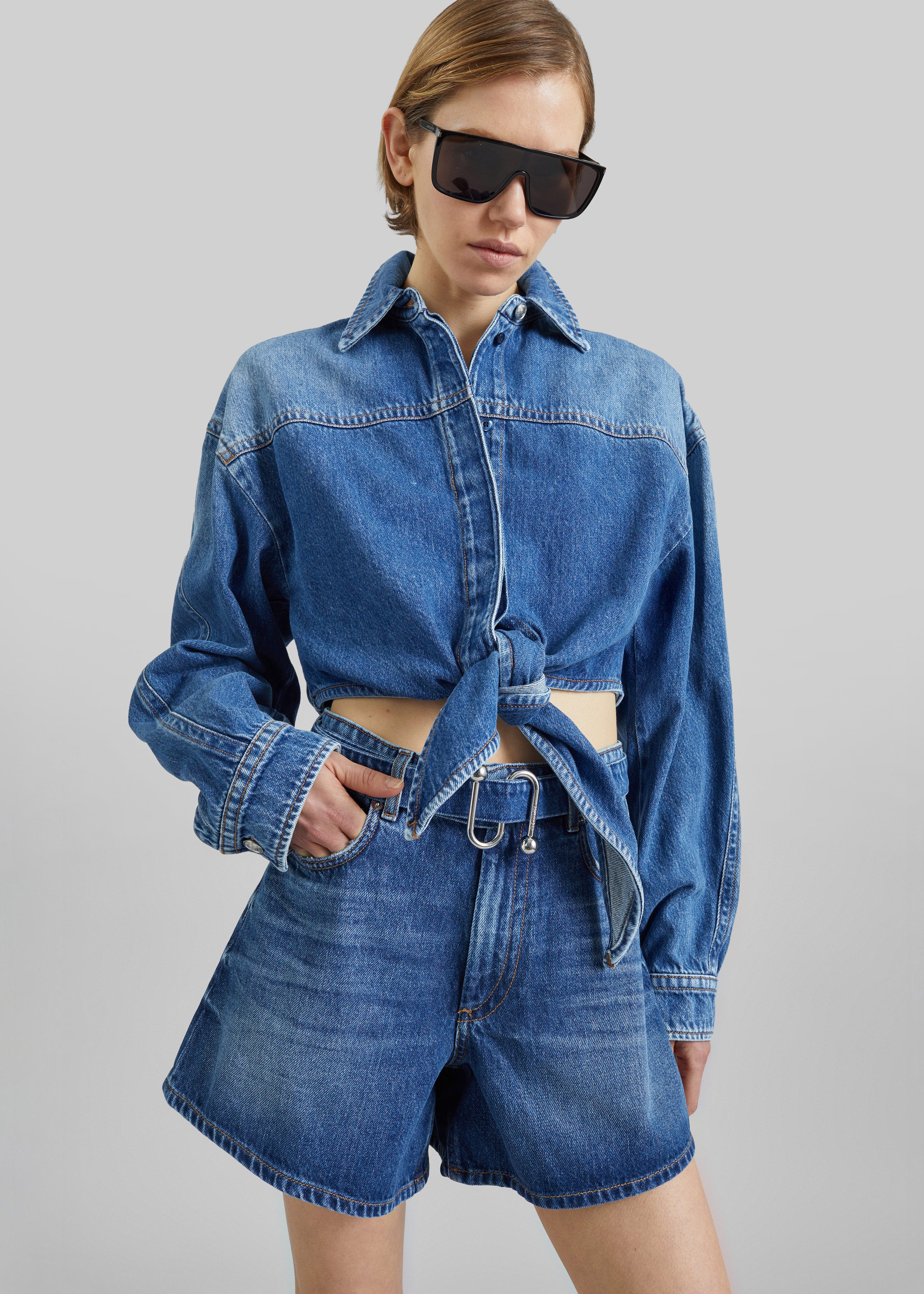 Sportmax Pevera Denim Shirt - Midnight Blue - 1