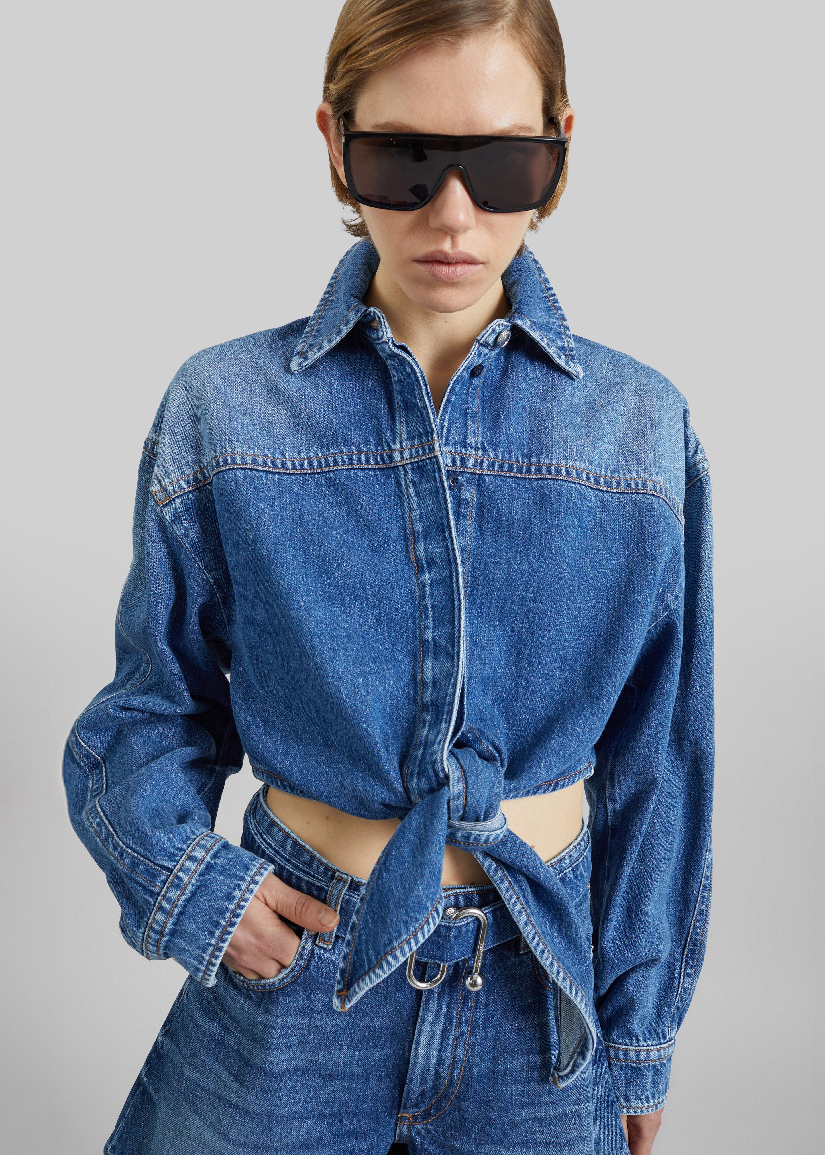 Sportmax Pevera Denim Shirt - Midnight Blue - 3