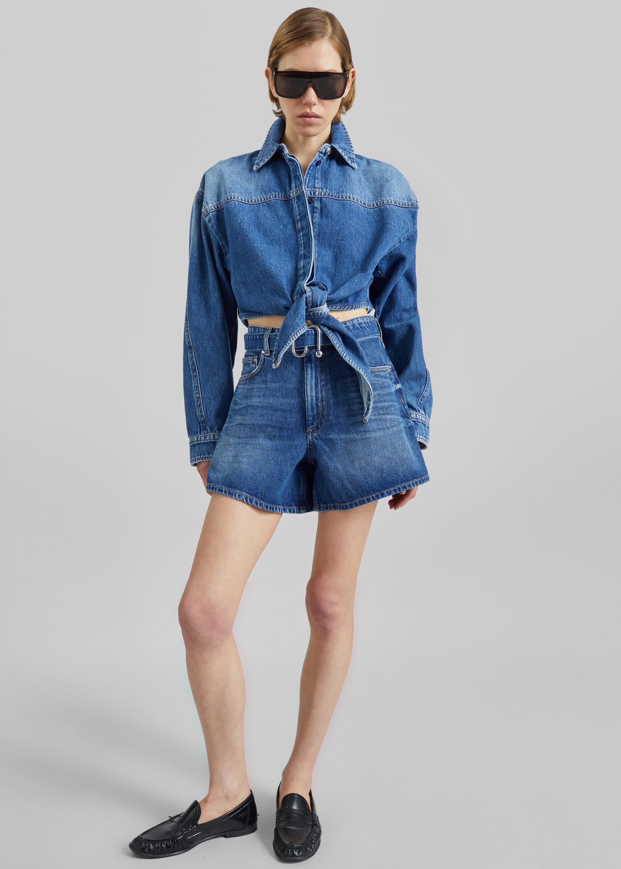 Shop the look image for Sportmax Fiesta Denim Shorts - Midnight Blue