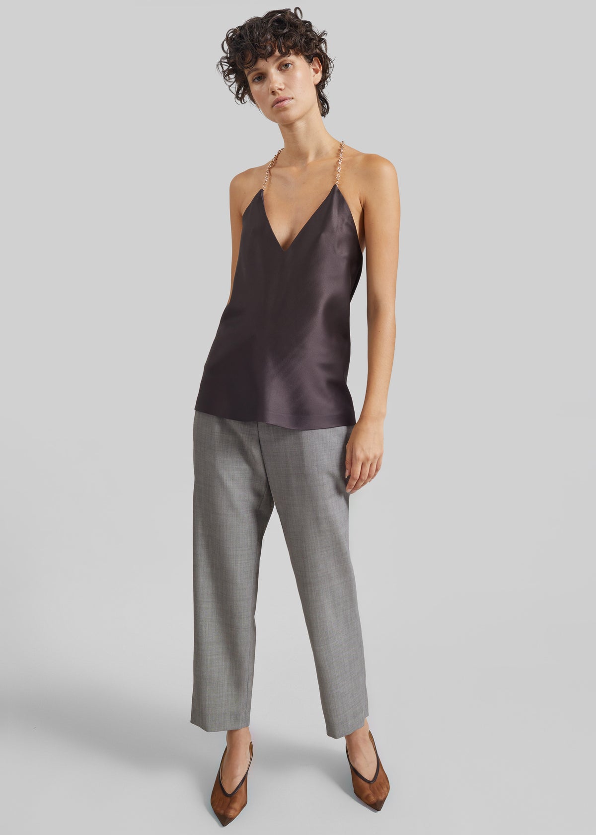 Shop the look image for Sportmax Piombo Satin Top - Chocolate
