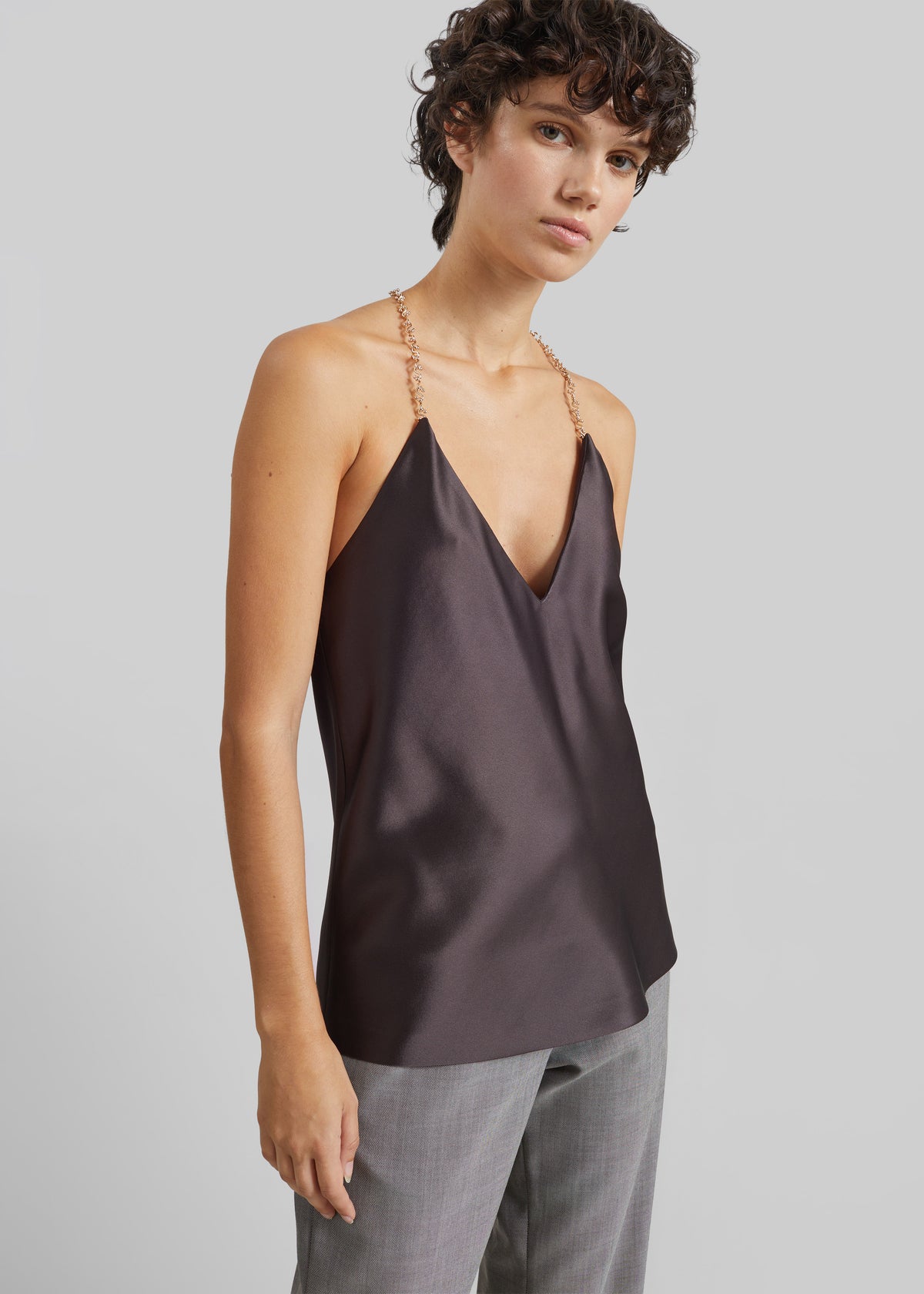 Sportmax Piombo Satin Top - Chocolate