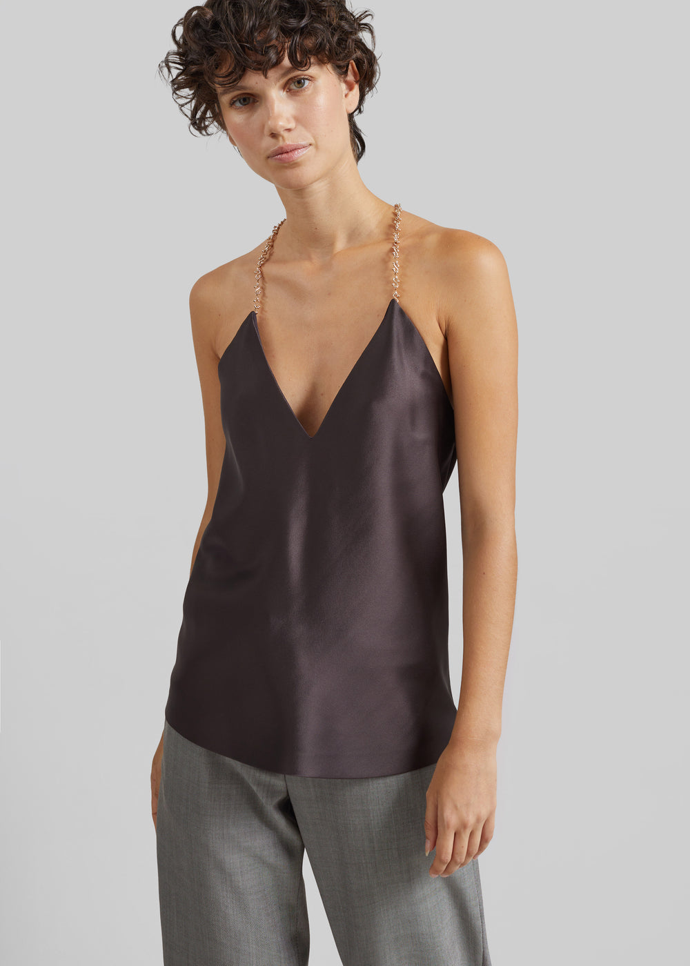 Sportmax Piombo Satin Top - Chocolate - 1
