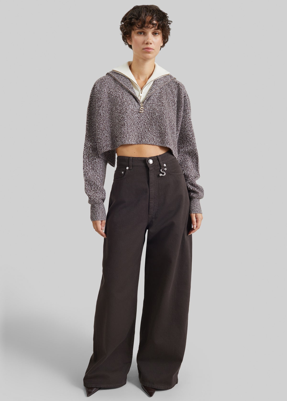 Sportmax Rive Oversized Cropped Sweater - Rust Bi