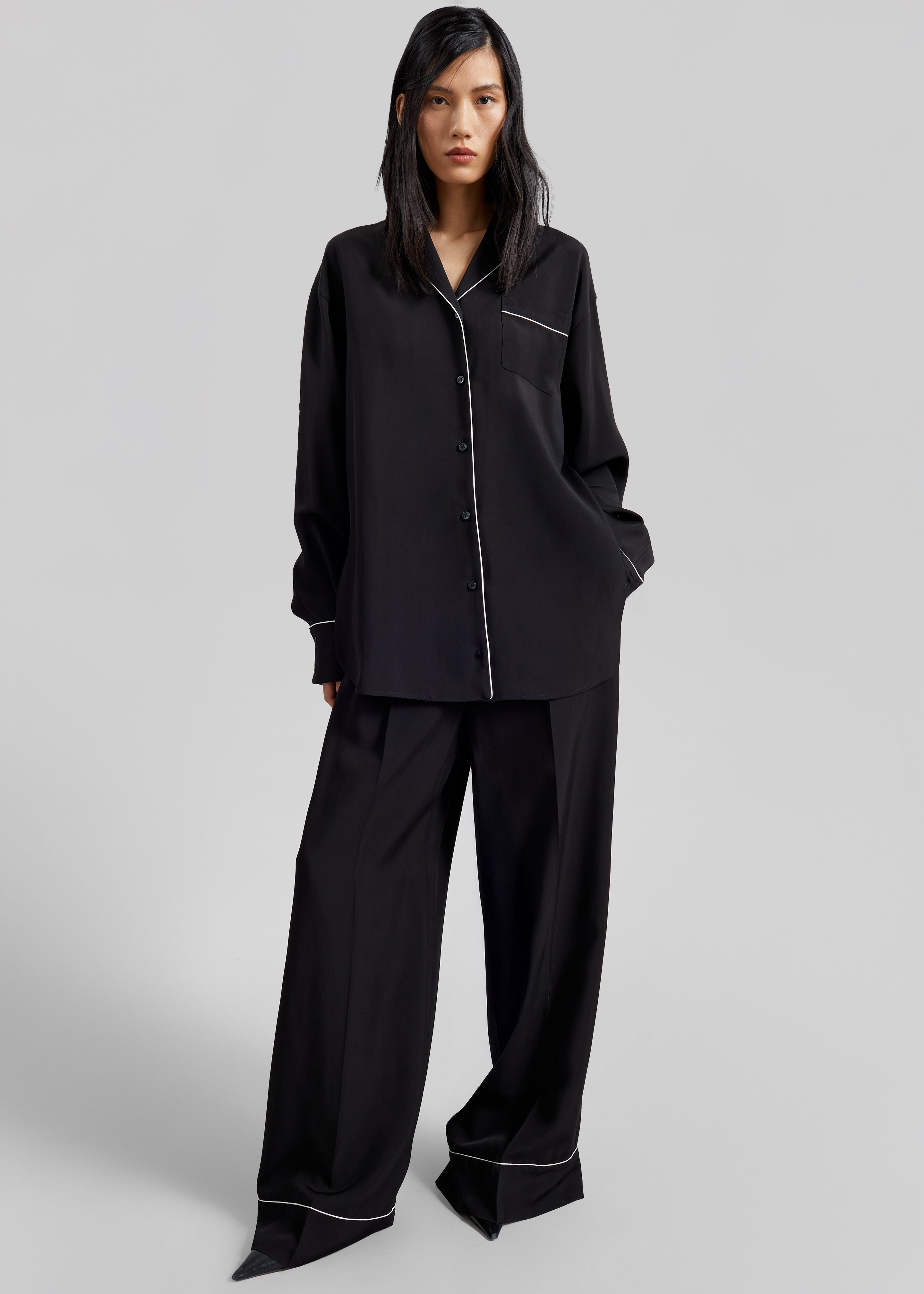 Sportmax Rivetto Satin Joggers - Black - 6