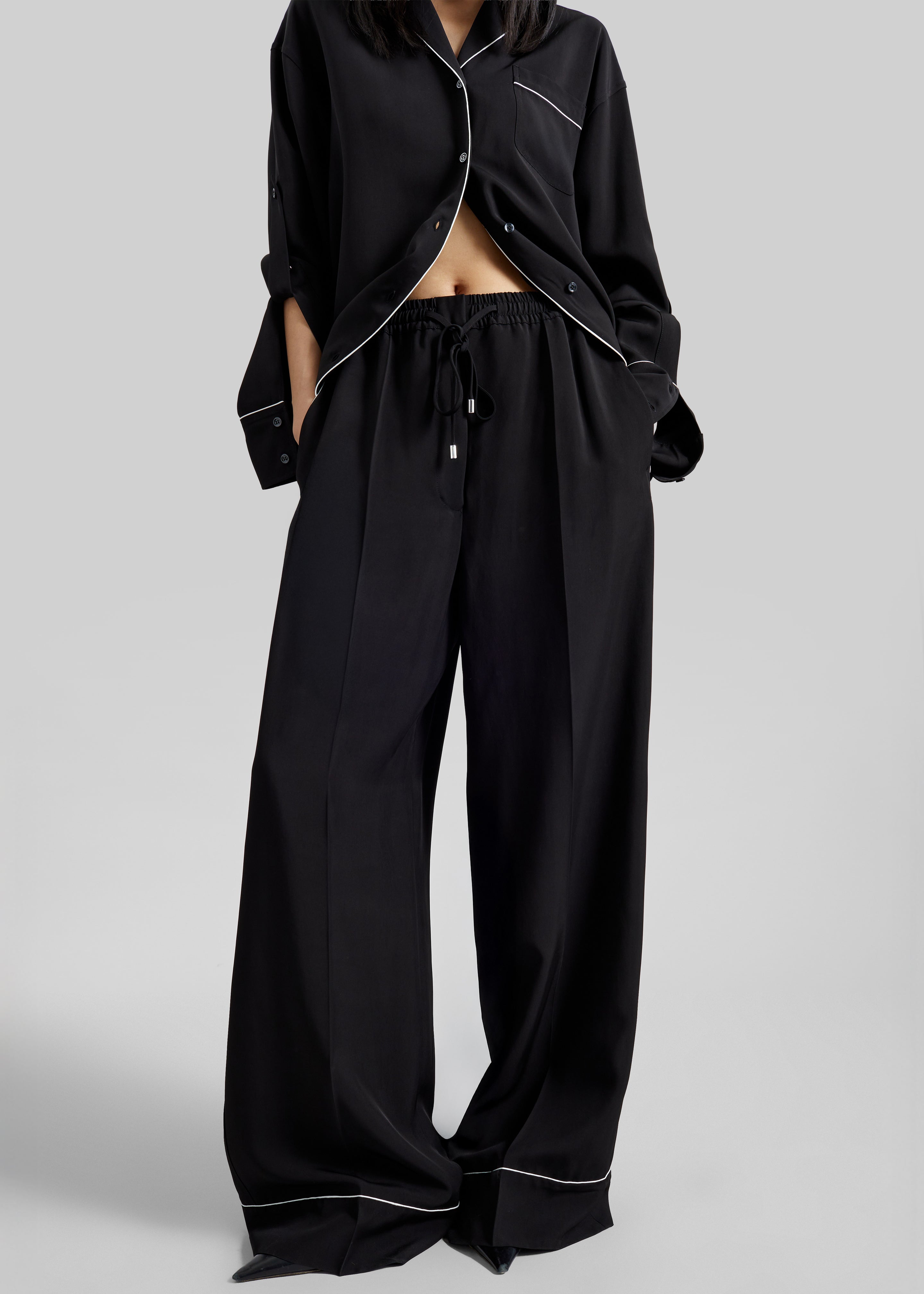 Sportmax Rivetto Satin Joggers - Black - 2