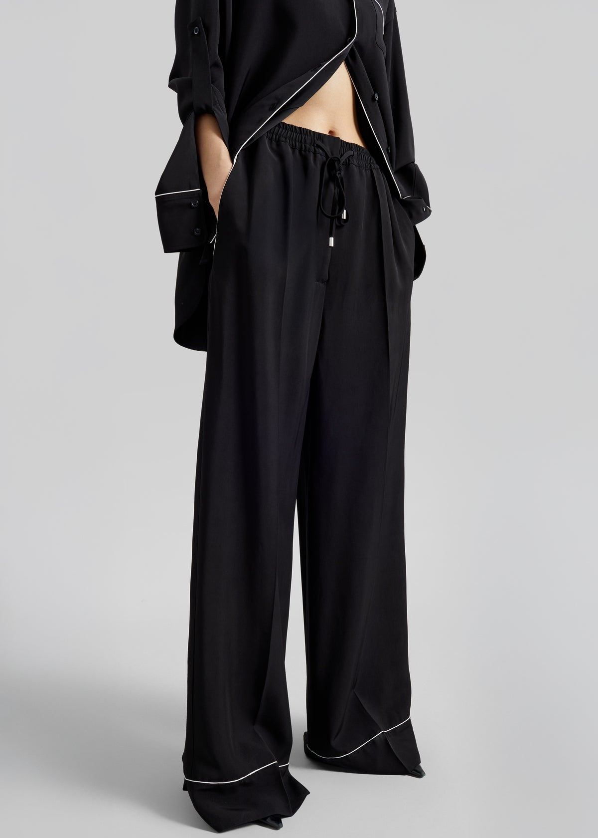 Sportmax Rivetto Satin Joggers - Black - 5
