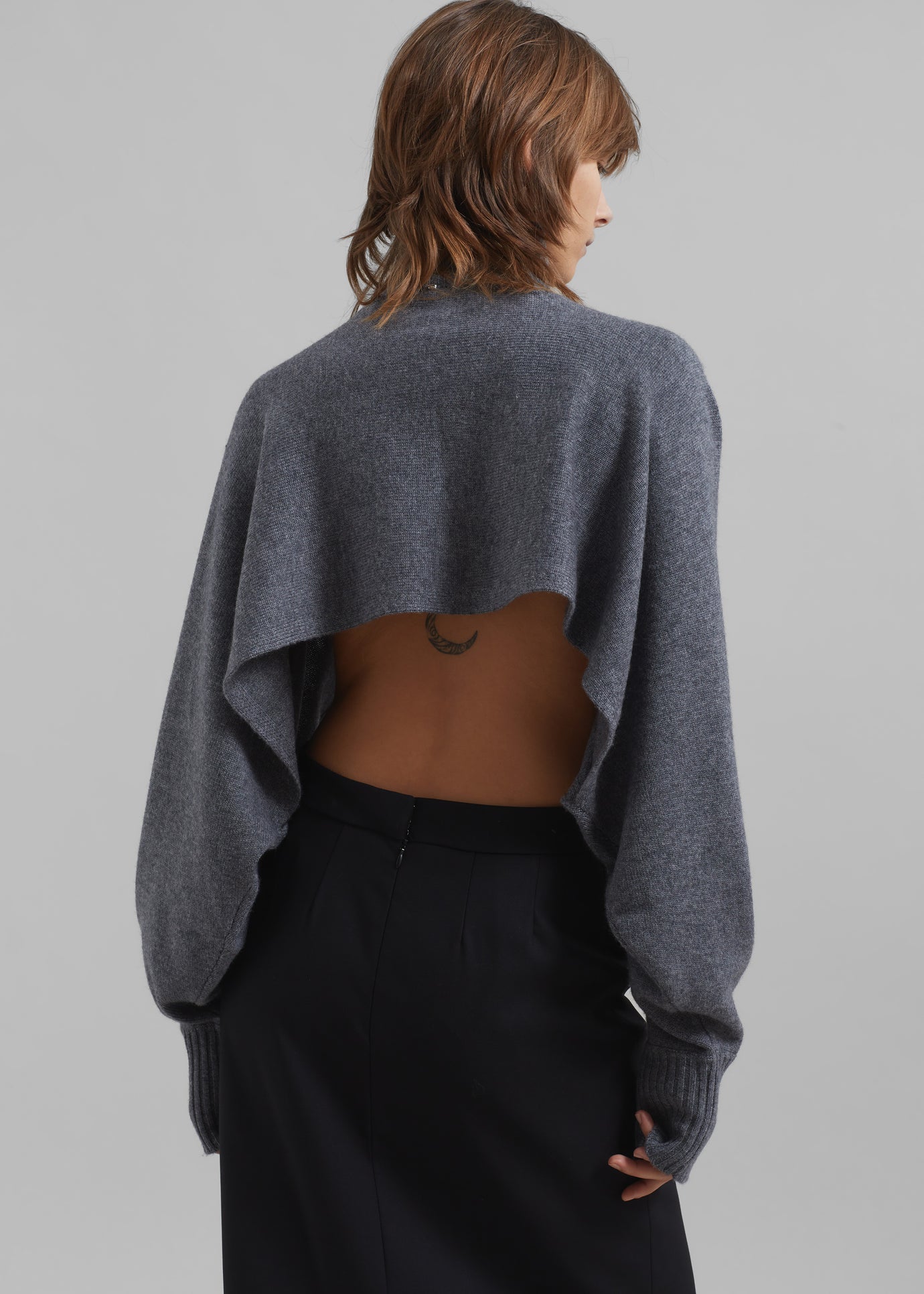 The Frankie Shop Devi Cable-Knit Mock Neck Sweater