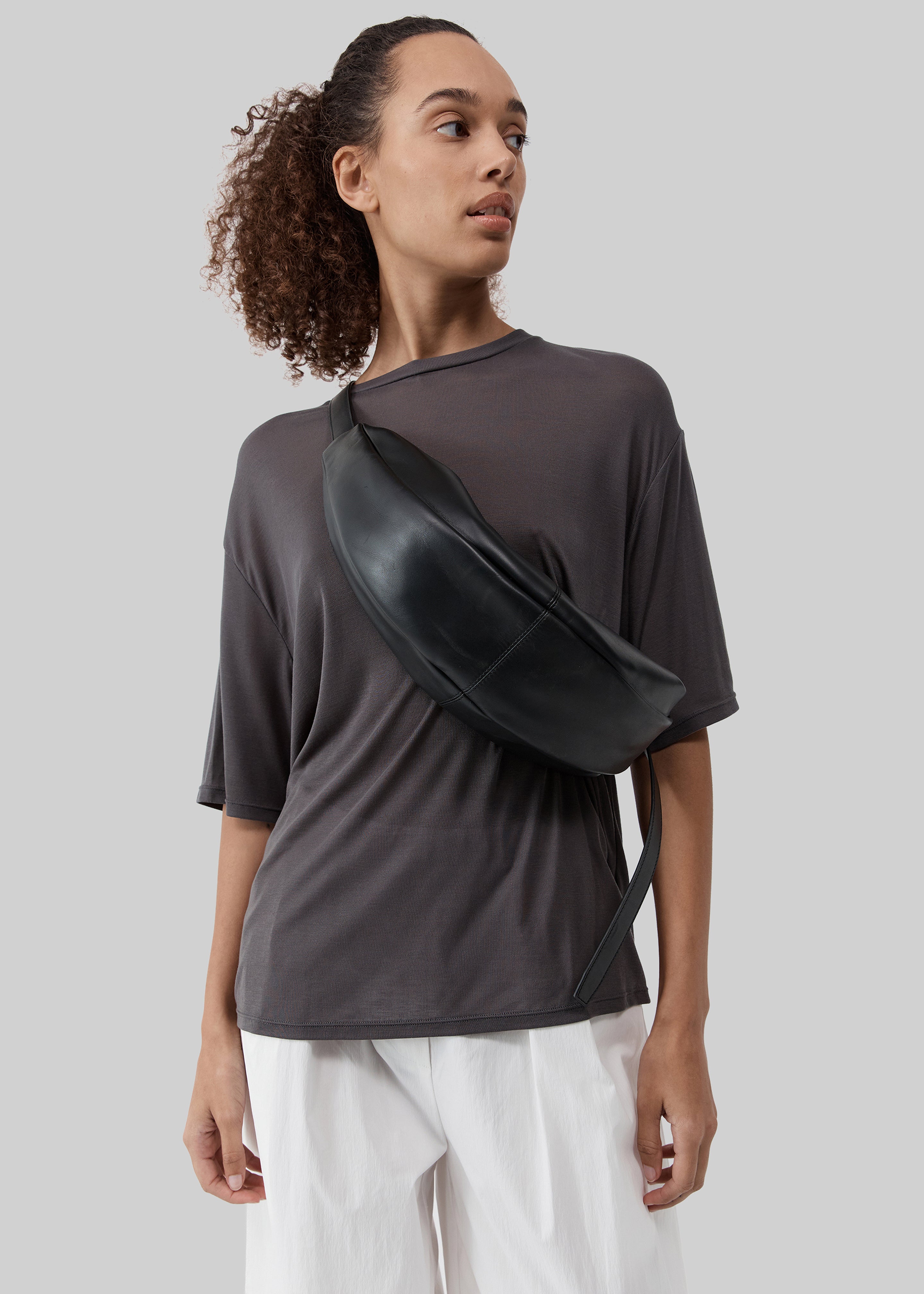 St. Agni Adjustable Slim Crescent Bag - Black - 2