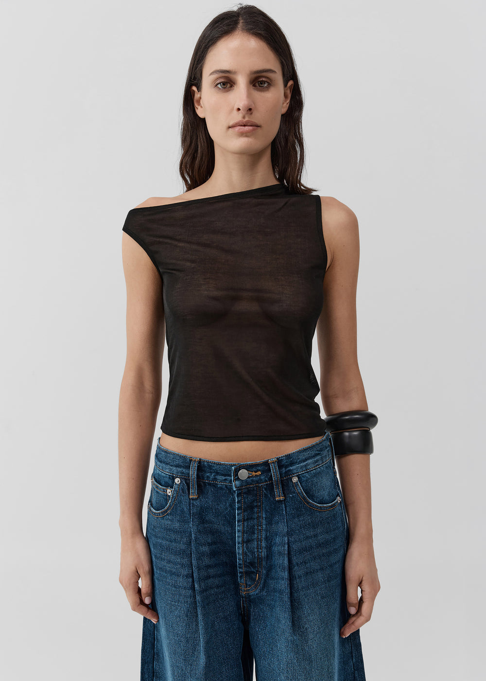 St. Agni Fine Jersey Asymm Top - Black - 1
