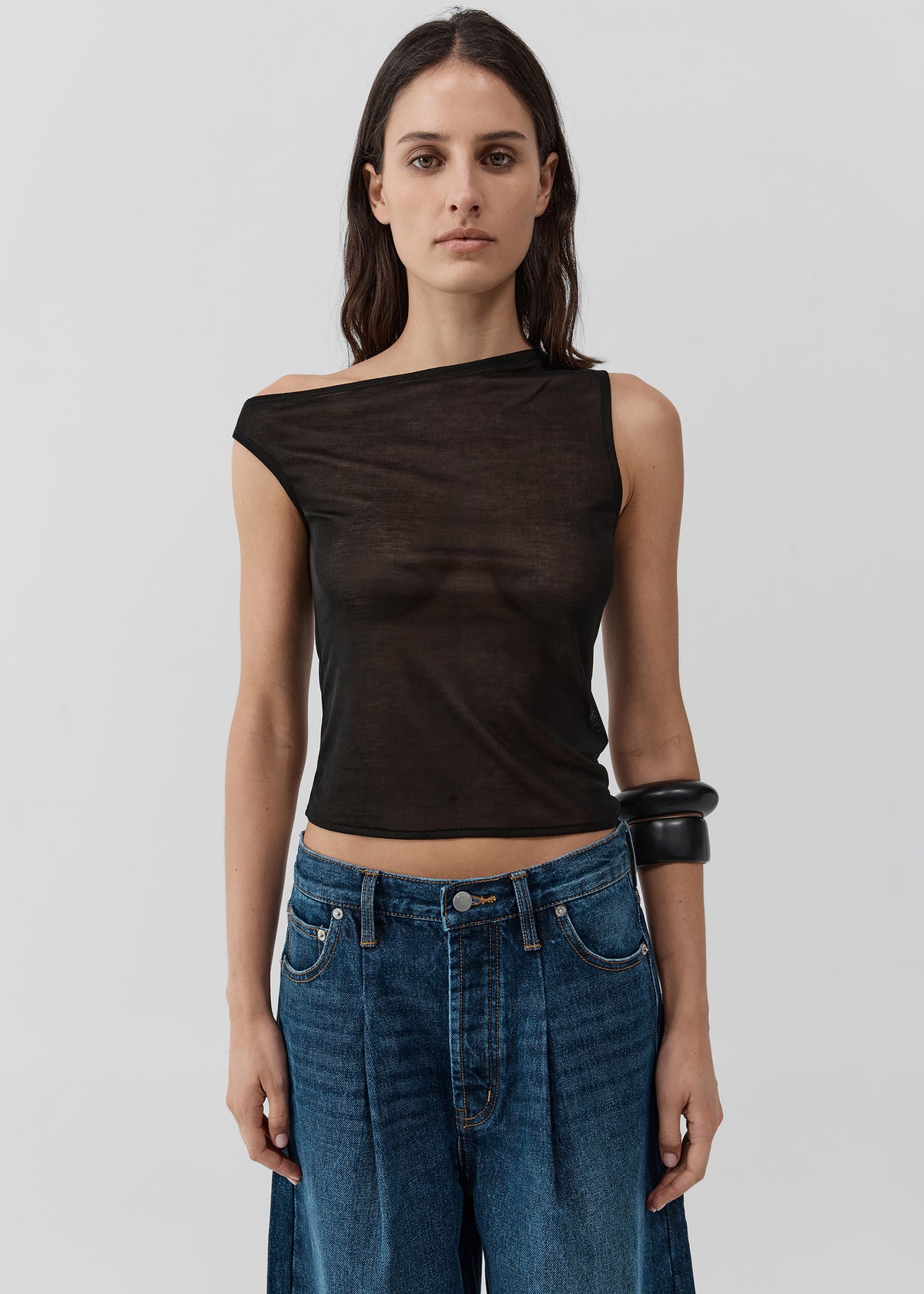 St. Agni Fine Jersey Asymm Top - Black - 2