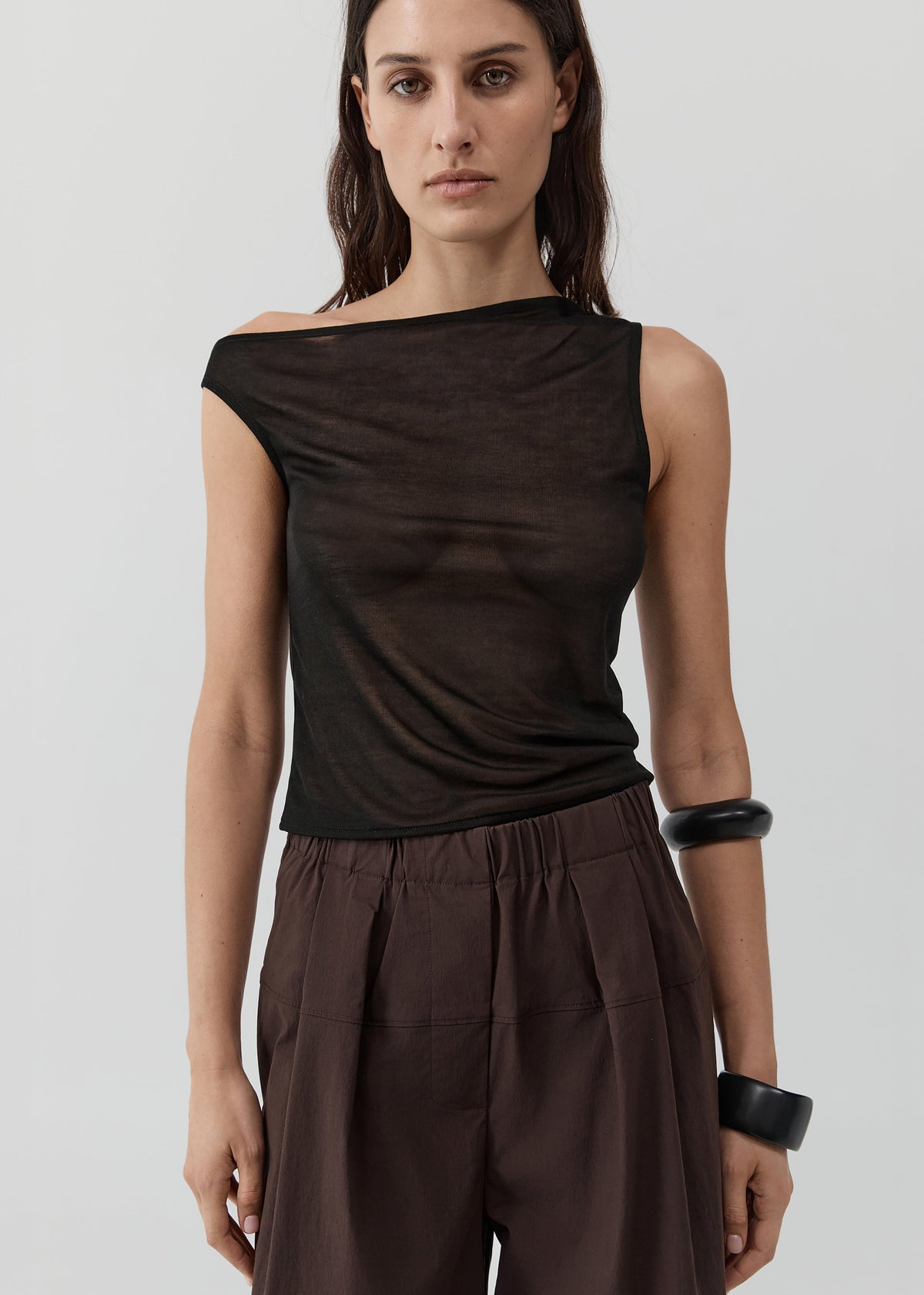 St. Agni Fine Jersey Asymm Top - Black - 1