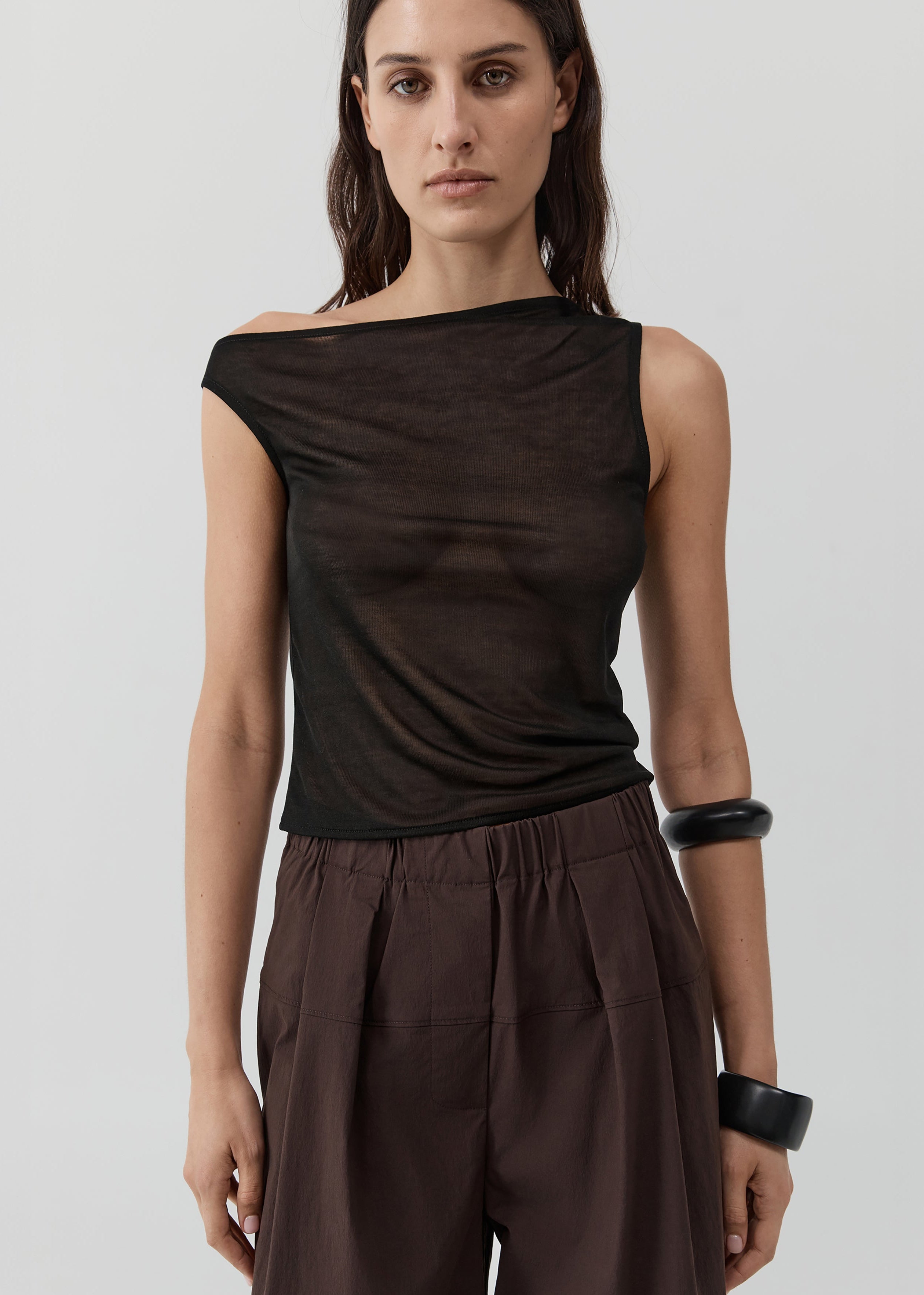 St. Agni Fine Jersey Asymm Top - Black - 1