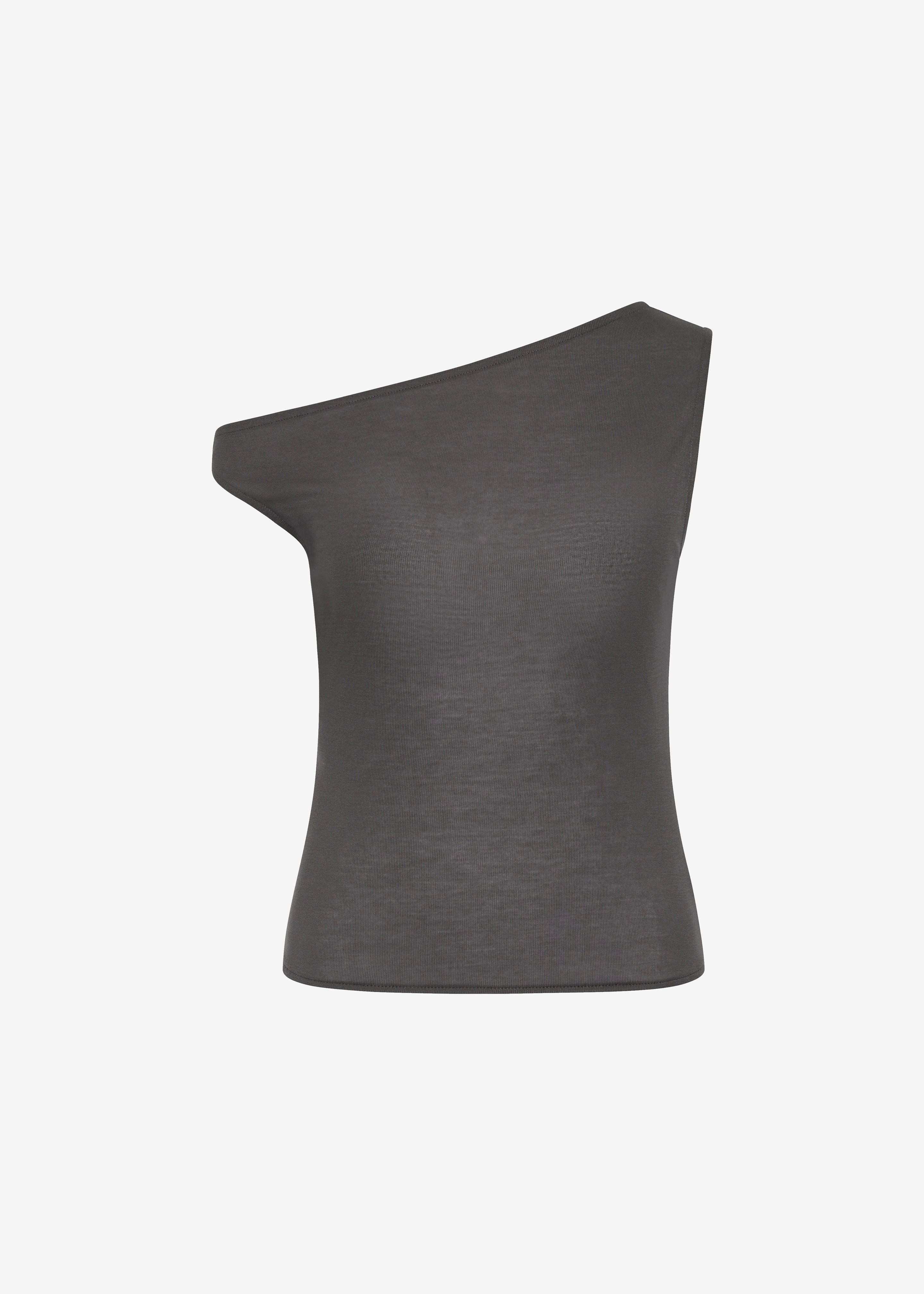 St. Agni Fine Jersey Asymm Top - Soot - 7