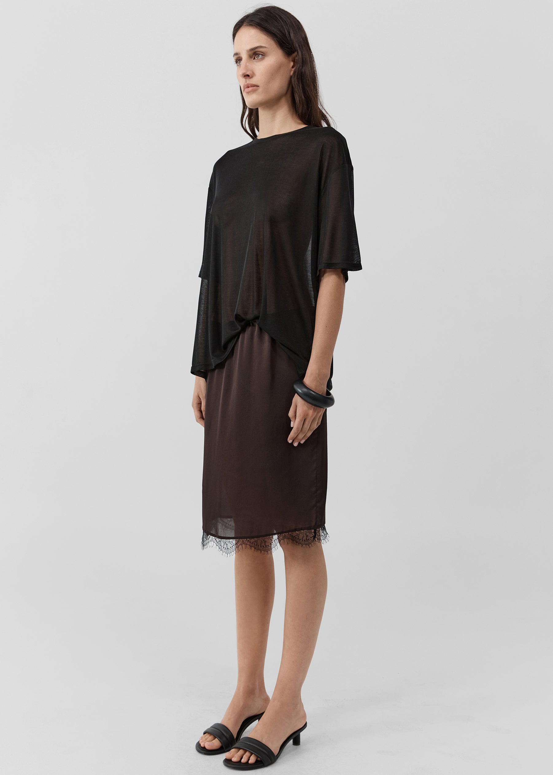 Shop the look image for St. Agni Fine Lace Skirt - Bark