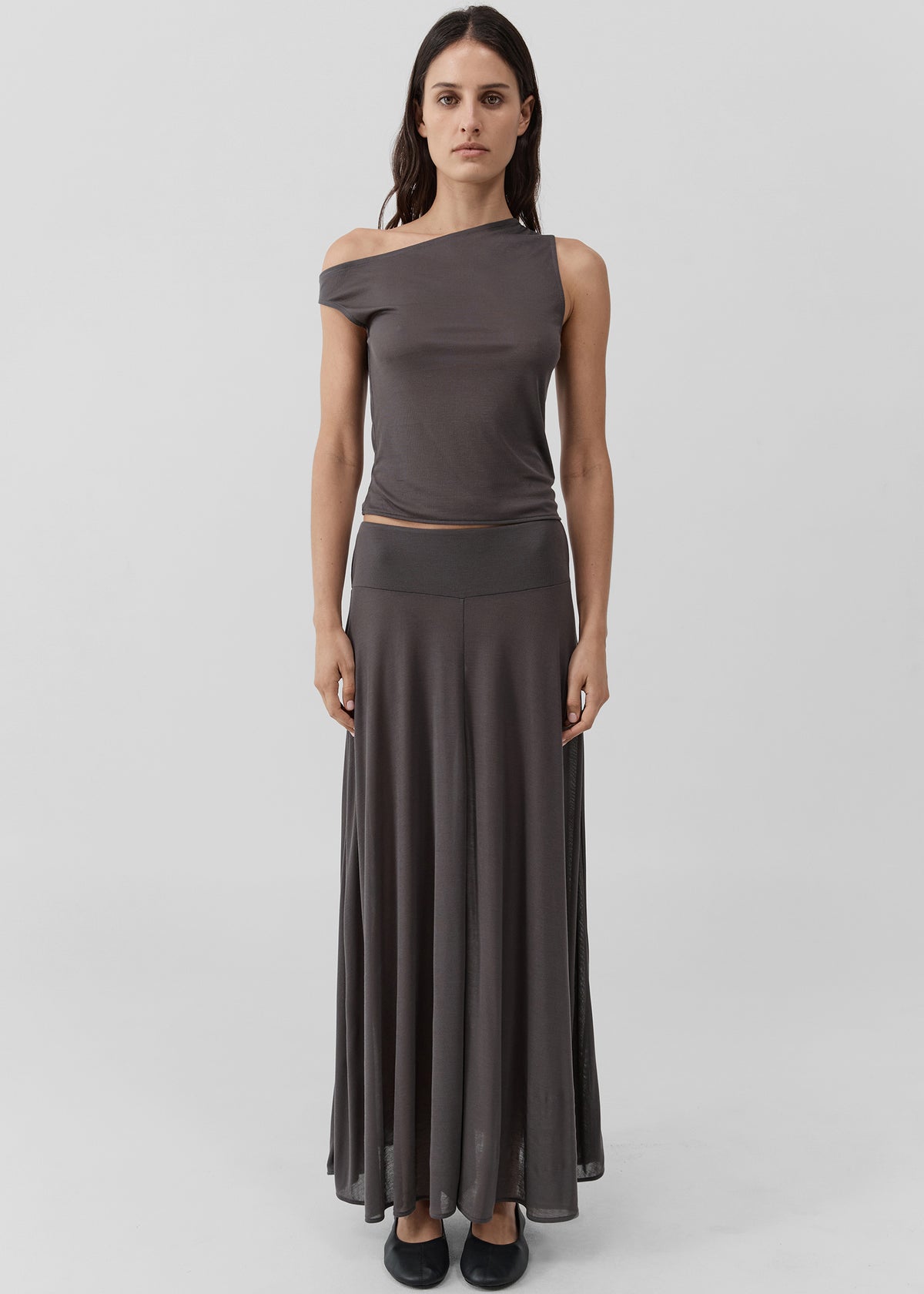 St. Agni Fluid Jersey Skirt - Soot - 3