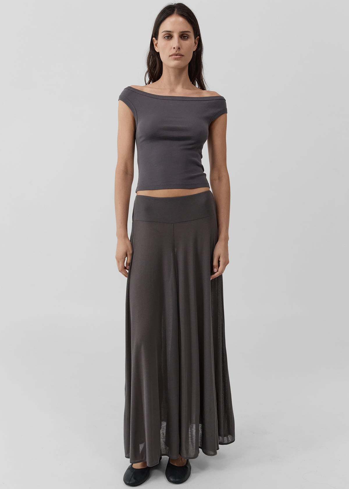 St. Agni Fluid Jersey Skirt - Soot - 4