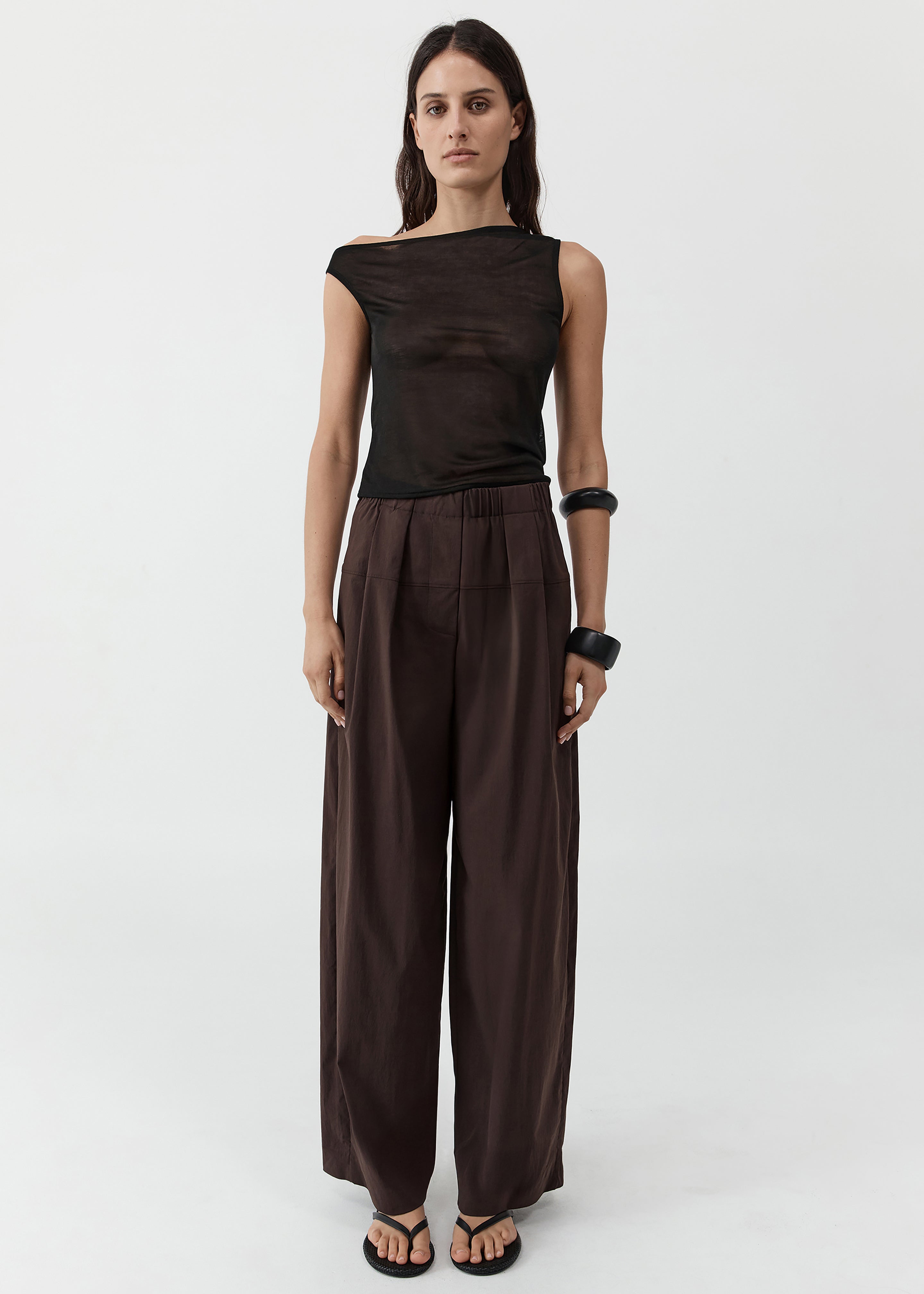 St. Agni Relaxed Pleat Pants - Bark - 1